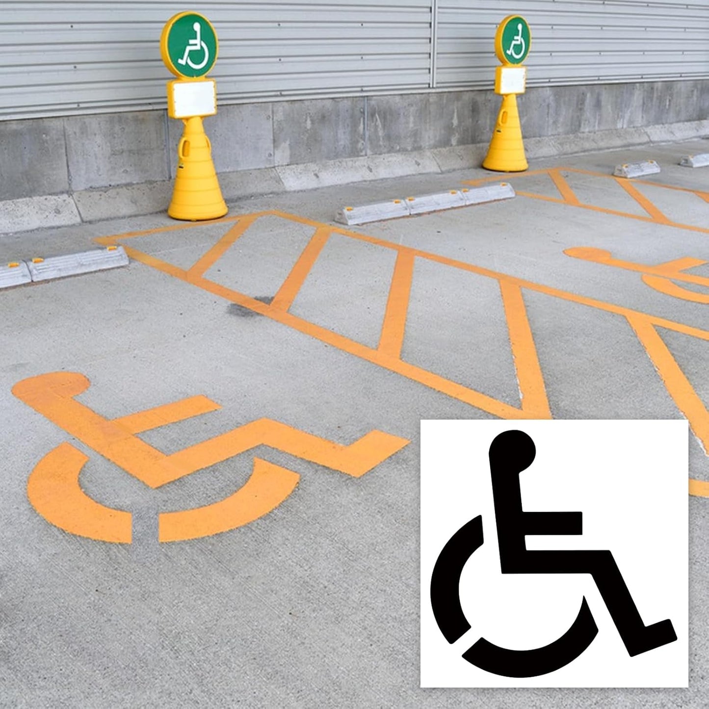 Large Handicap Parking Stencil, 36 Inch Reusable Silicone Disabled Symbol Stencil, Foldable Handicapped Template for Parking Lot Garage Pavement Marking, Easy to Use for Clear Markings