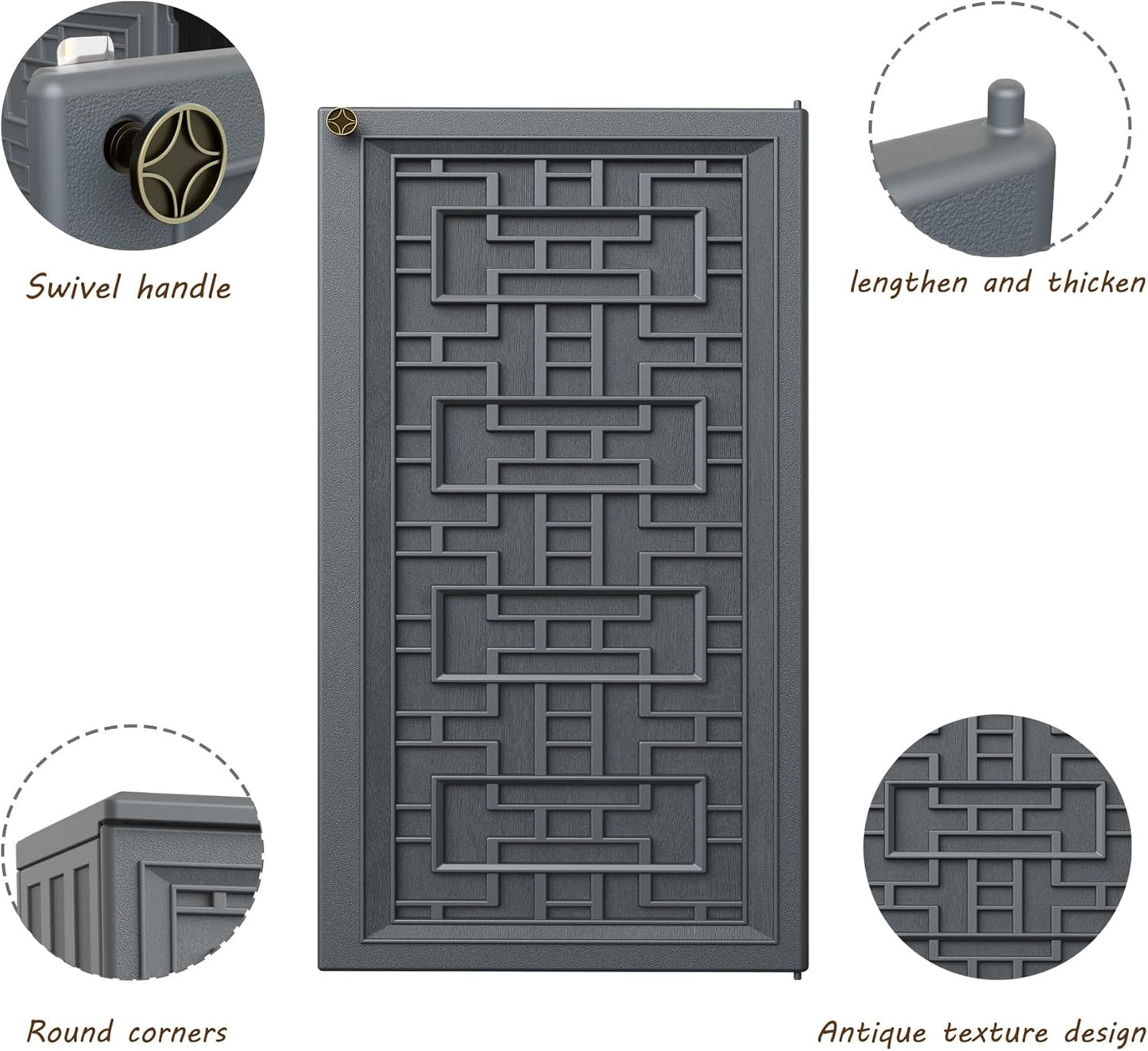 Storage Box Outdoor Caninet,Resin Indoor Storage Box Waterproof Outdoor Storage Cabinets for Patio/Garden/Backyard, Size 34.3''L*15''W*36.2''H(Grey)