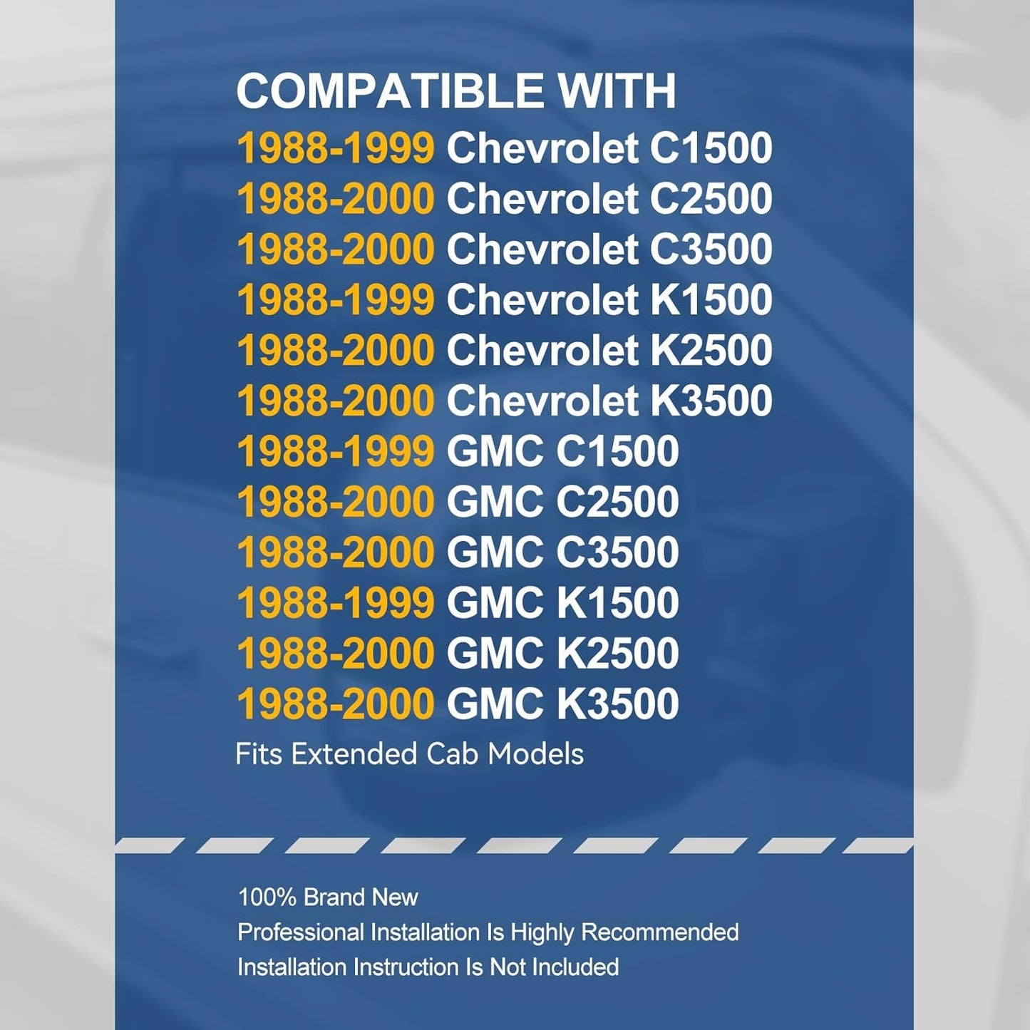 Auto Dynasty Set of 4 Carbon Fiber Pattern Window Visors Compatible with 1988-2000 Chevy GMC C1500 C2500 C3500 K1500 K2500 K3500, Tape-On Rain Guards Shield Vent Shade Deflector Glossy Black