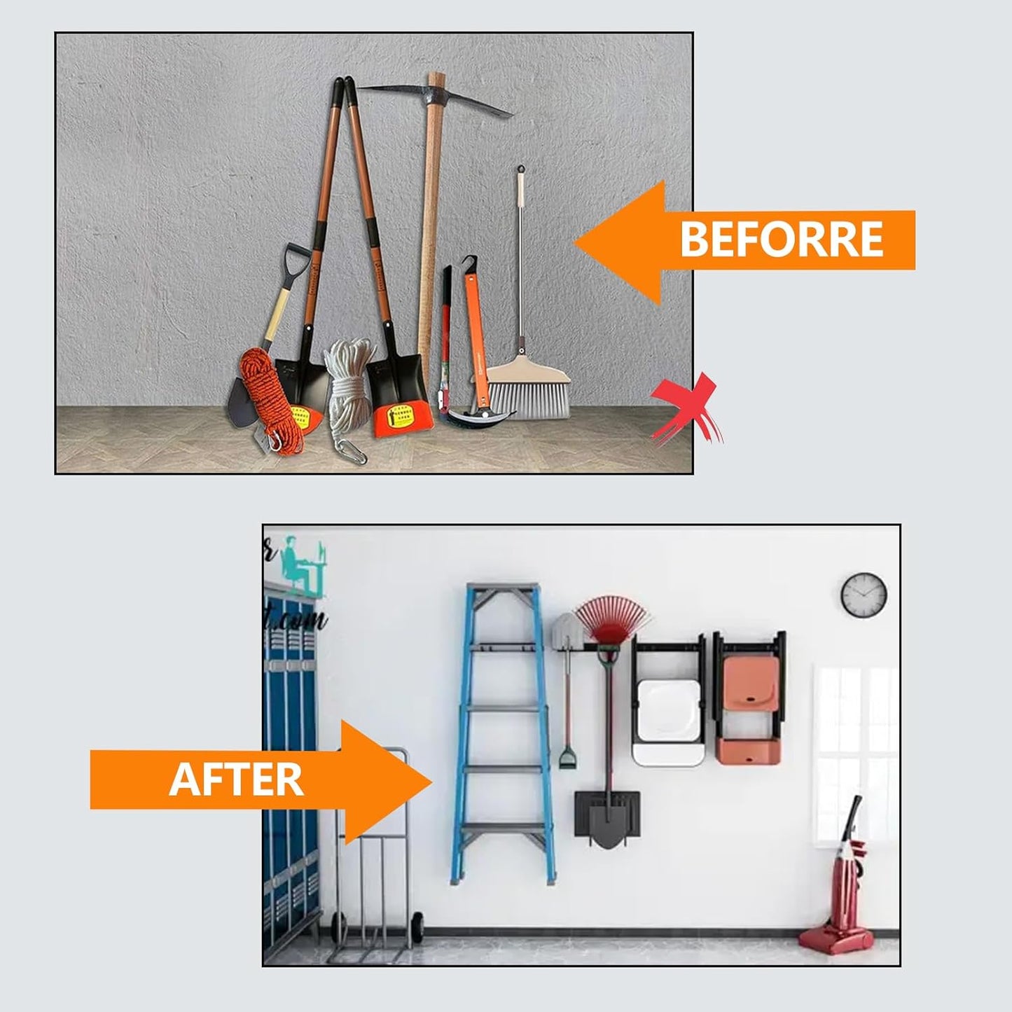 Folding Chair Rack, Heavy Duty Garage Wall Mount Organizer and Holder, Multi-Use Storage Hooks for Chairs, Ladders, Garden and Yard Tools, Durable Metal Utility Hangers (2 Pack)