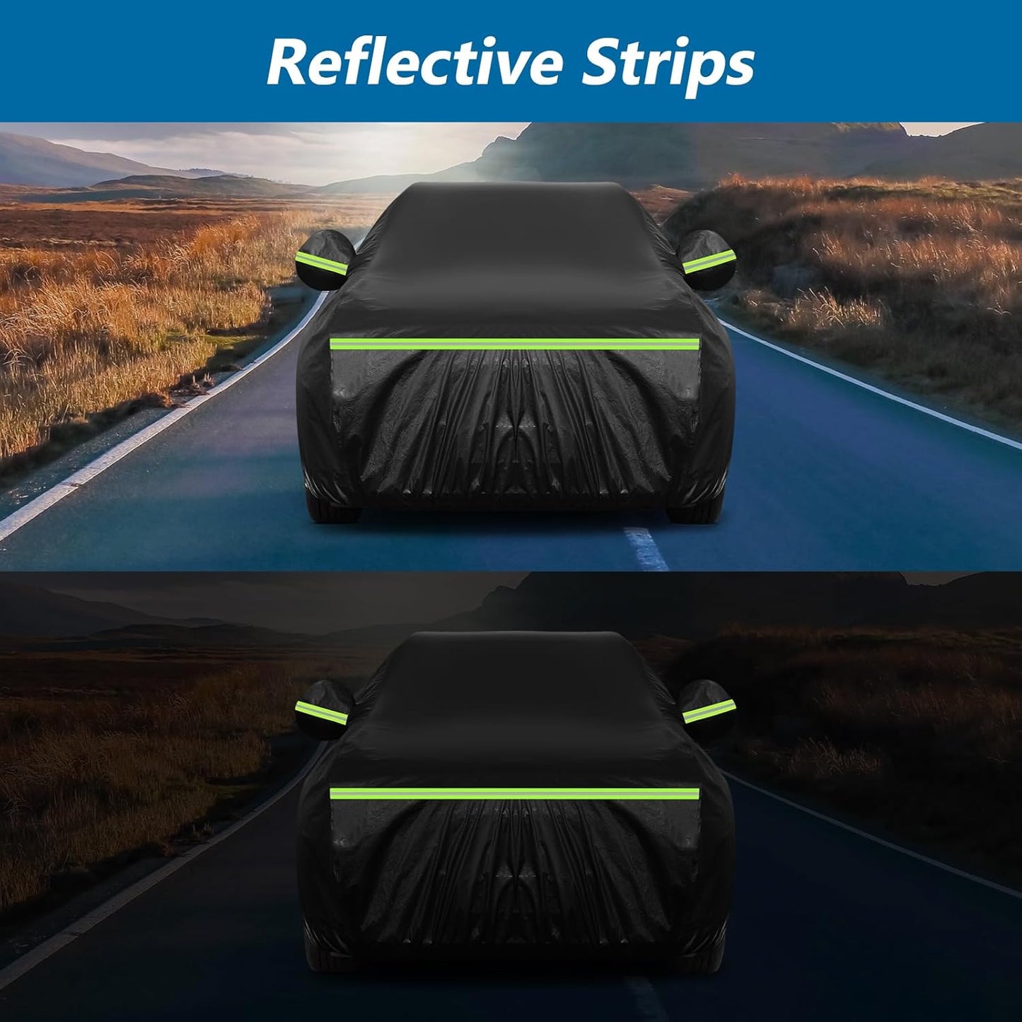 Waterproof Car Covers for Chevrolet El Camino 1964-1967,1978-1987, 420D Oxford Cloth Sun Heat Protection Outdoor Full Covers with Driver Side Zipper Windproof Heavy Duty Weather