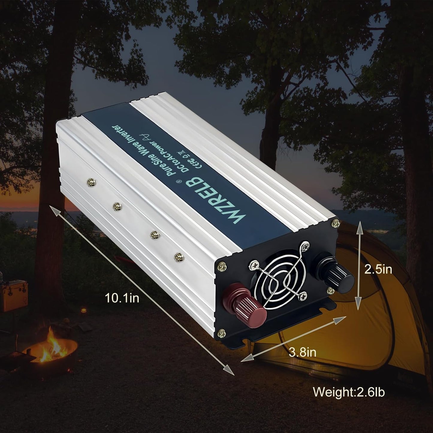 WZRELB 1000W Pure Sine Wave Inverter 24V DC to 110V 120V AC,Car Power Inverter with Dual AC Outlets, LED Display,Off-Grid Portable Power Converter for Home, RV, Truck, Camping