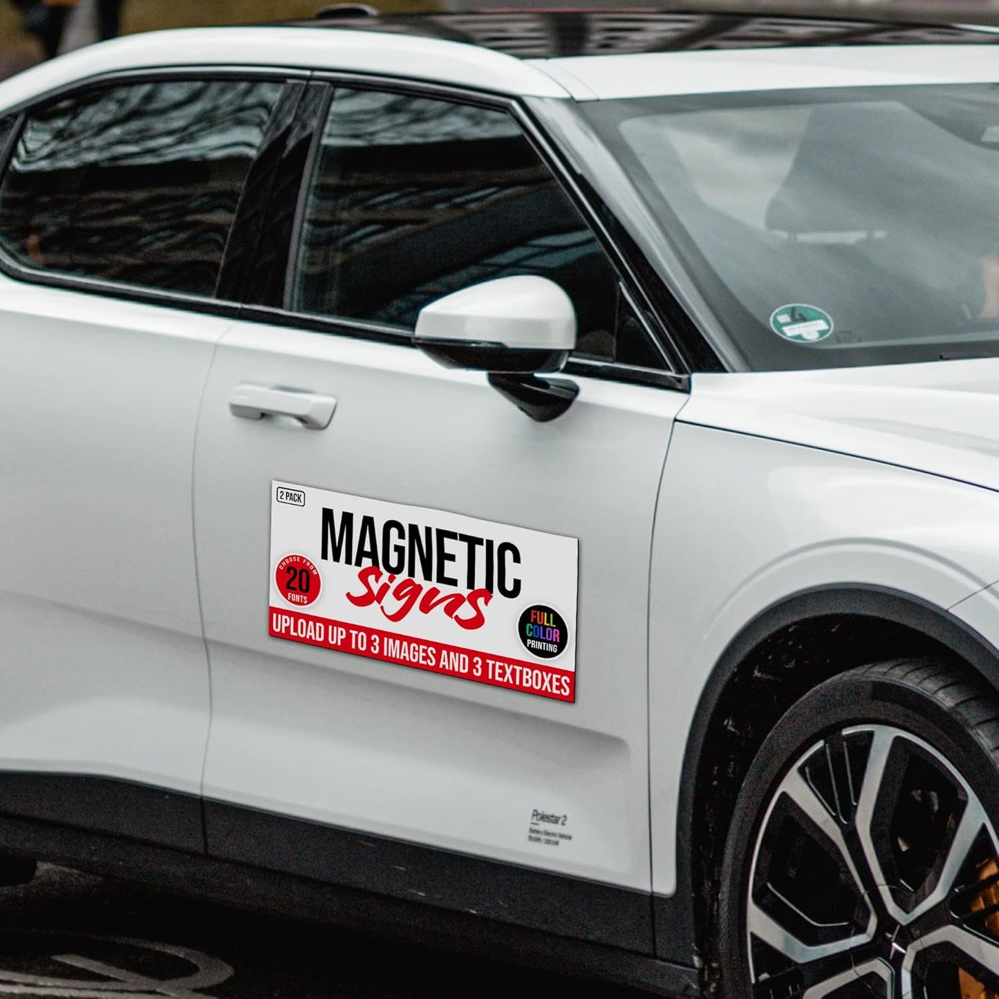 2 Pack, Personalized Magnetic Signs for Vehicles, Custom Car Magnets for Businesses, Customized Full Color Magnetic Truck Signs, 12x24 Car Magnet Signs (Design A)