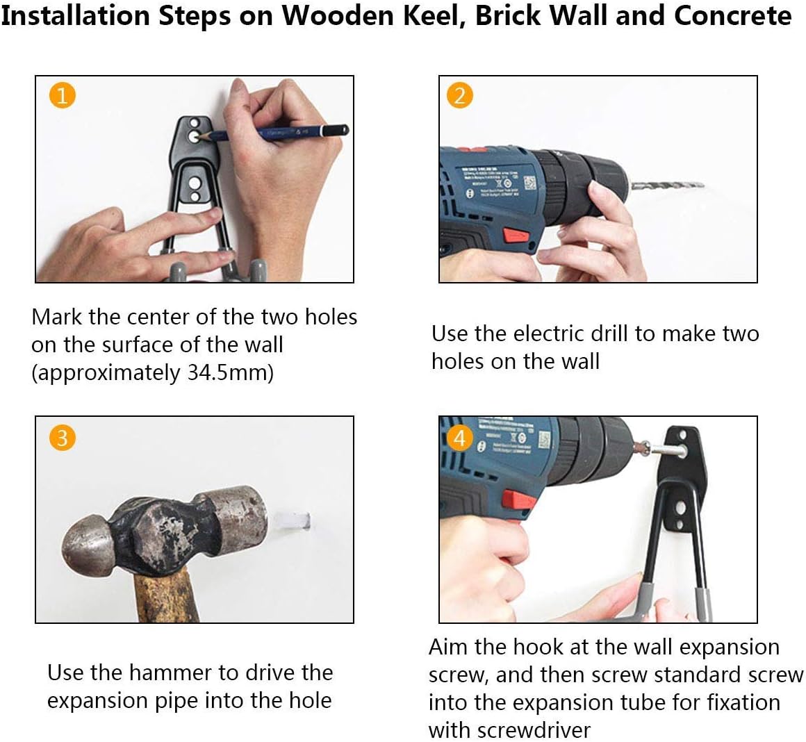 2 Pack Garage Storage Utility Hooks,Garage Garden Tool Organizer,Steel Wall Mount Hooks, Garden Small U Hooks (Black) (Gray)