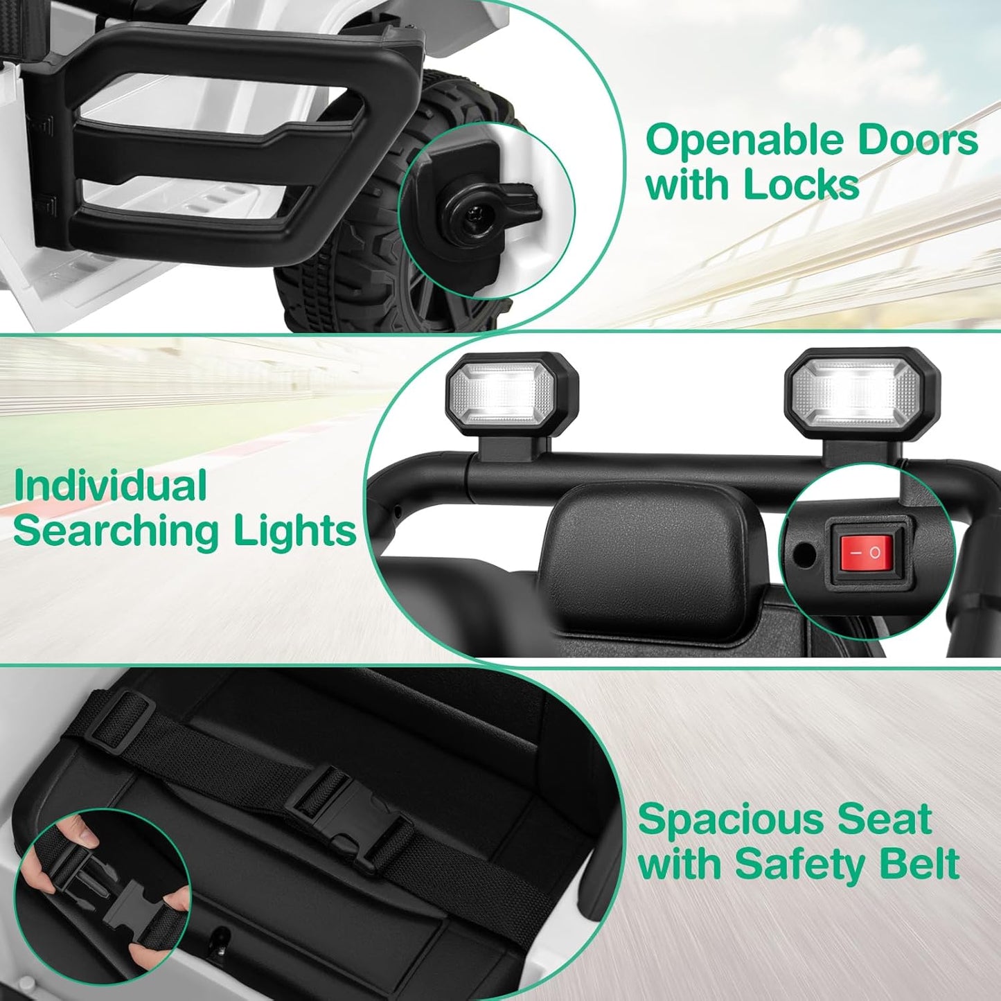 Costzon 12V Kids Ride on Truck Car, Electric Vehicle w/Remote Control, Threaded Wheels, 3 Speeds, LED Lights, Music, Horn & Wireless Connection, Battery Powered Ride on Toy for Boys & Girls 3+ (White)