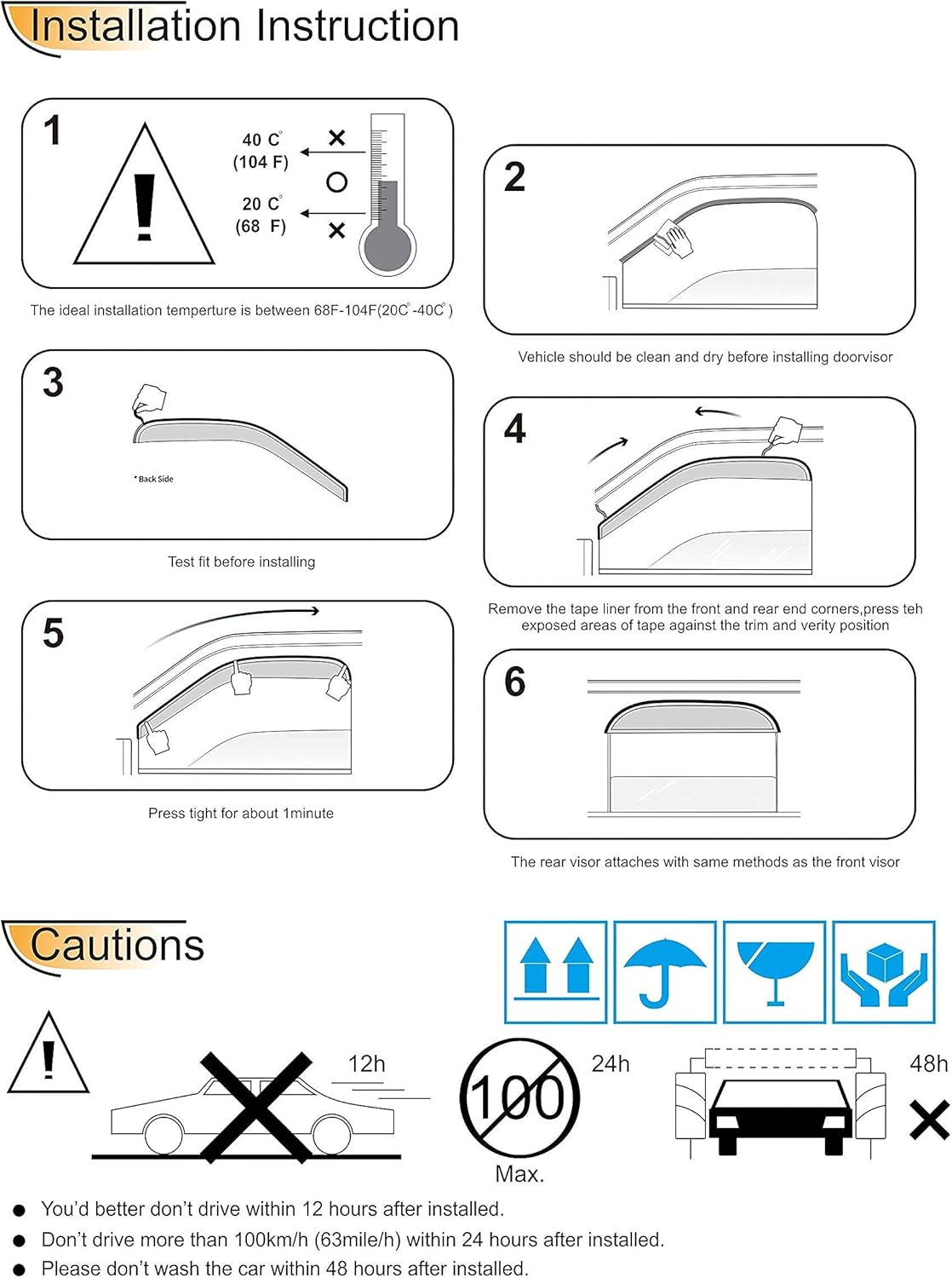 94257 Side Window Wind Deflector,4pc Dark Smoke Nice Window Visors fit for 2010-2013 Mazda 3,Outside Mount Style Tape-On Sun Rain Guards Set