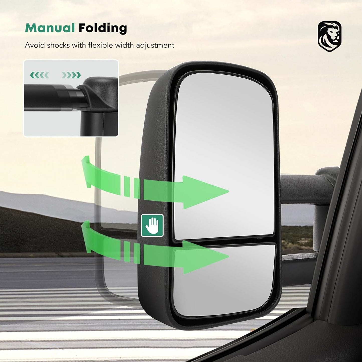 YHTAUTO Power Adjusted Heated Towing Mirrors Fit Toyota 07-21 Tundra, 08-17 Sequoia, Arrow & Turn Signal & Backup Running Light, w/Blind Spot Detection, Telescoping Driver Passenger Side Car Mirrors