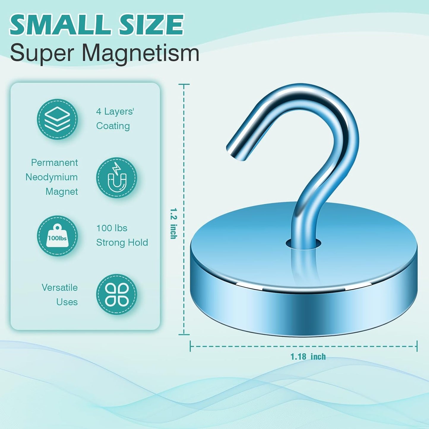 Neosmuk Magnetic Hooks, Cruise Ship Essentials, 100lb+ Heavy Duty Magnetic Hooks for Cruise Cabins, Refrigerator, Grill, Hanging, and Travel | Extra Strong Must-Haves Magnet Hook,RoyalBlue