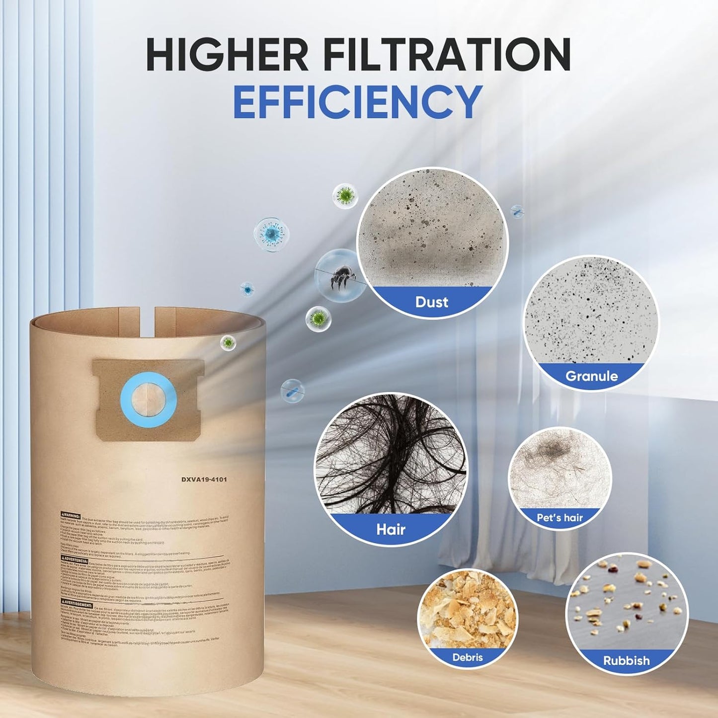 12 Pack DXVA19-4101 Dust Bag Compatible with DEWALT 6-10 Gallon DXV06P DXV09P DXV09PA DXV10P DXV10PL DXV10S DXV10SA DXV10SB Wet/Dry Vacuum Cleaners