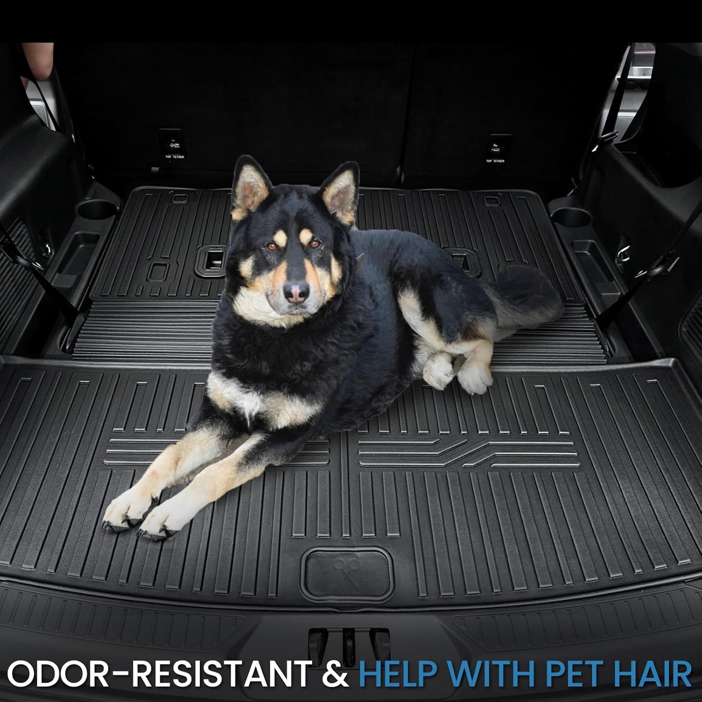 Cargo Mat with Backrest Mats for 2020-2024 2025 Ford Explorer Car Mat Accessories, All Weather TPE Cargo Liner Trunk Mat Active/ST Line/ST/Platinum(Cargo Mat with Backrest Mats)