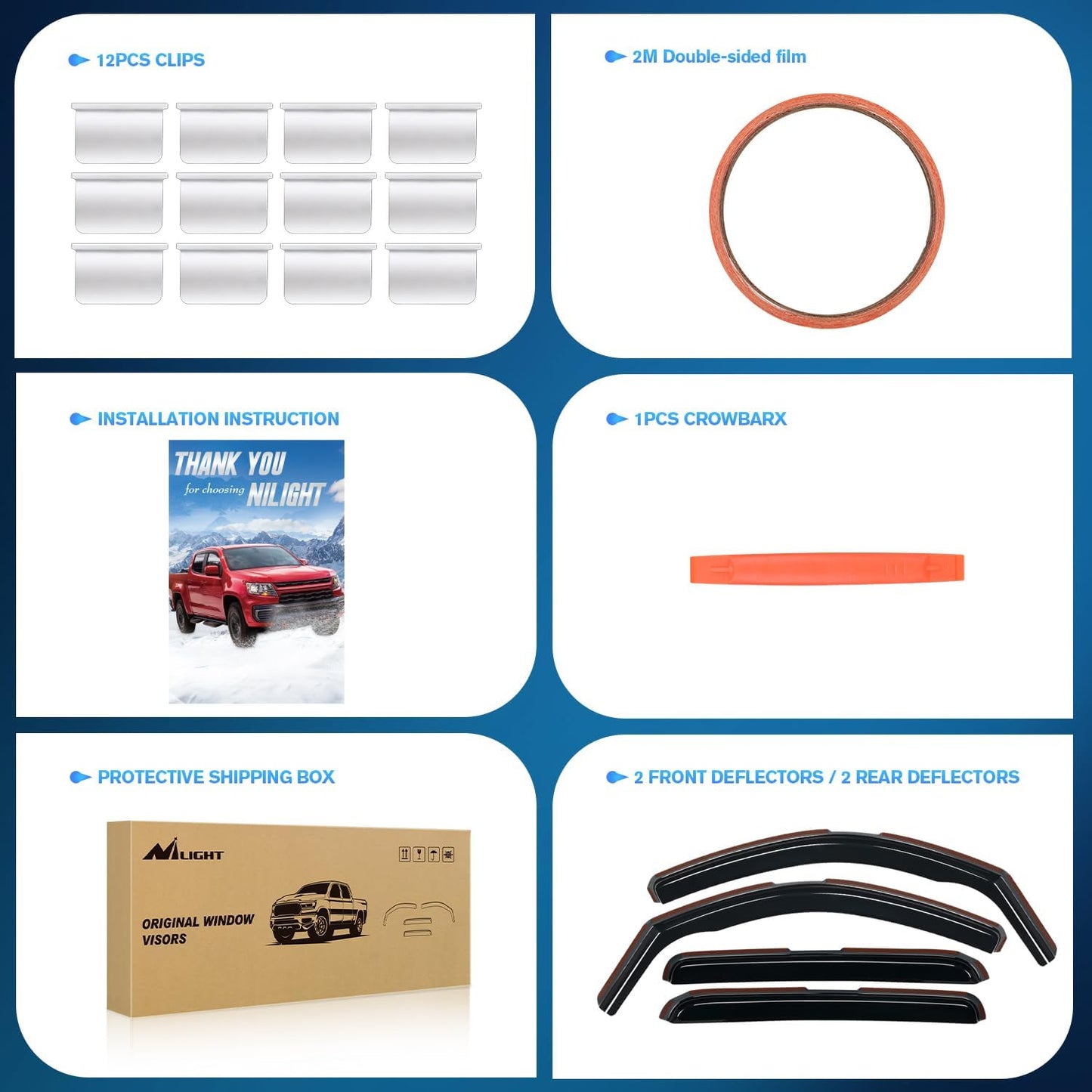 Nilight in Channel Rain Guards for Tacoma 2005 2006 2007 2008 2009 2010 2011 2012 2013 2014 2015 Double Cab Original Window Deflectors, Vent Window Visors-4PCS