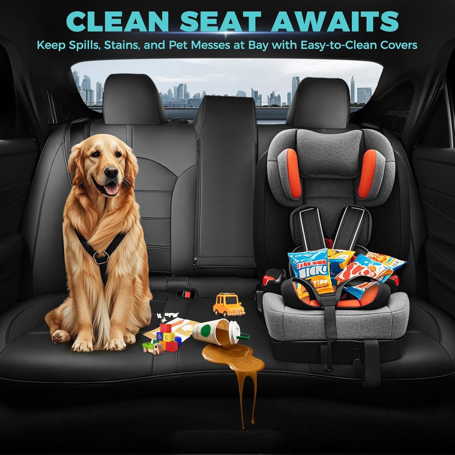 for Toyota Camry Seat Covers Hybrid LE SE 2018 2019 2020 2021 2022 2023 2024 - Custom Car Seat Covers Full Set, Breathable Leather Seat Cover for Cars, Waterproof Cushion Protectors, Black