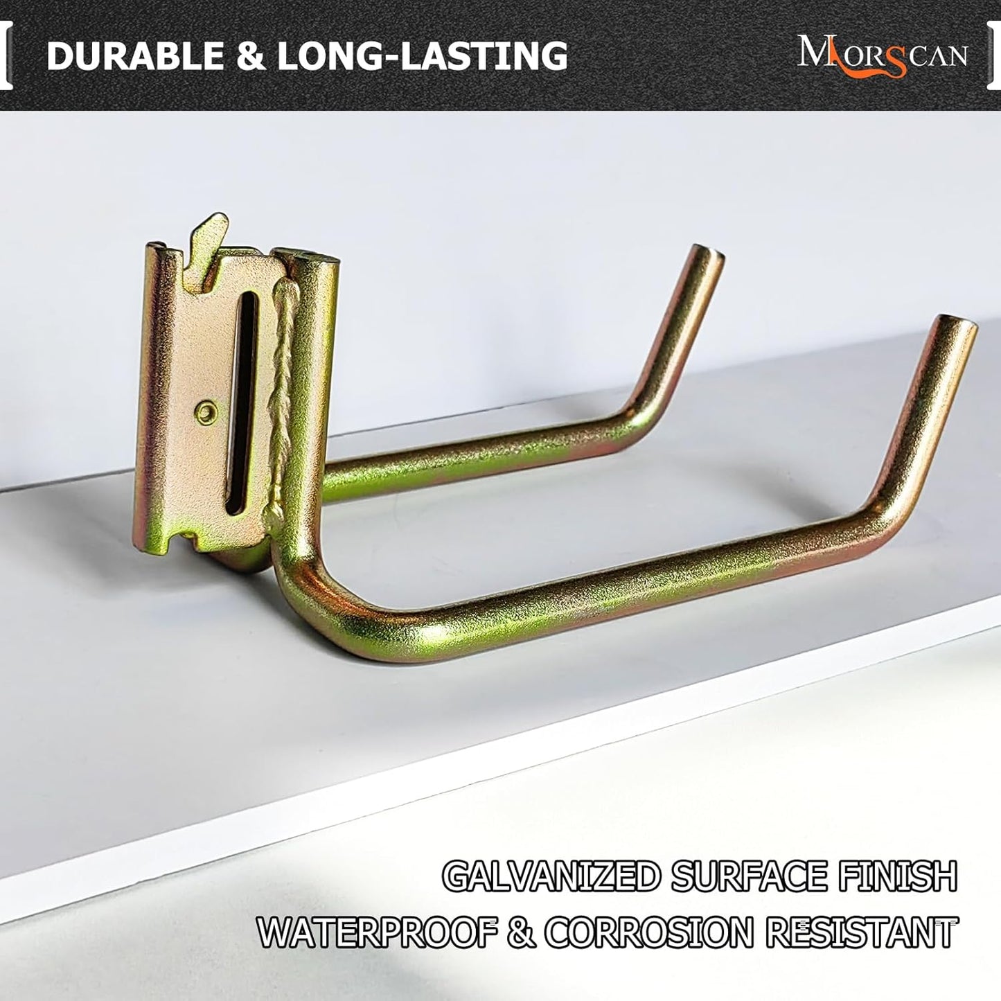 4 Pack E Track Heavy Duty Shovel Hanger, Large Steel Tool Hook Double J Hook for Store Long Handled Tools in Trailers, Trucks, Vans, Warehouses, Garages, Workshop, Garden Tools Organizers Storage