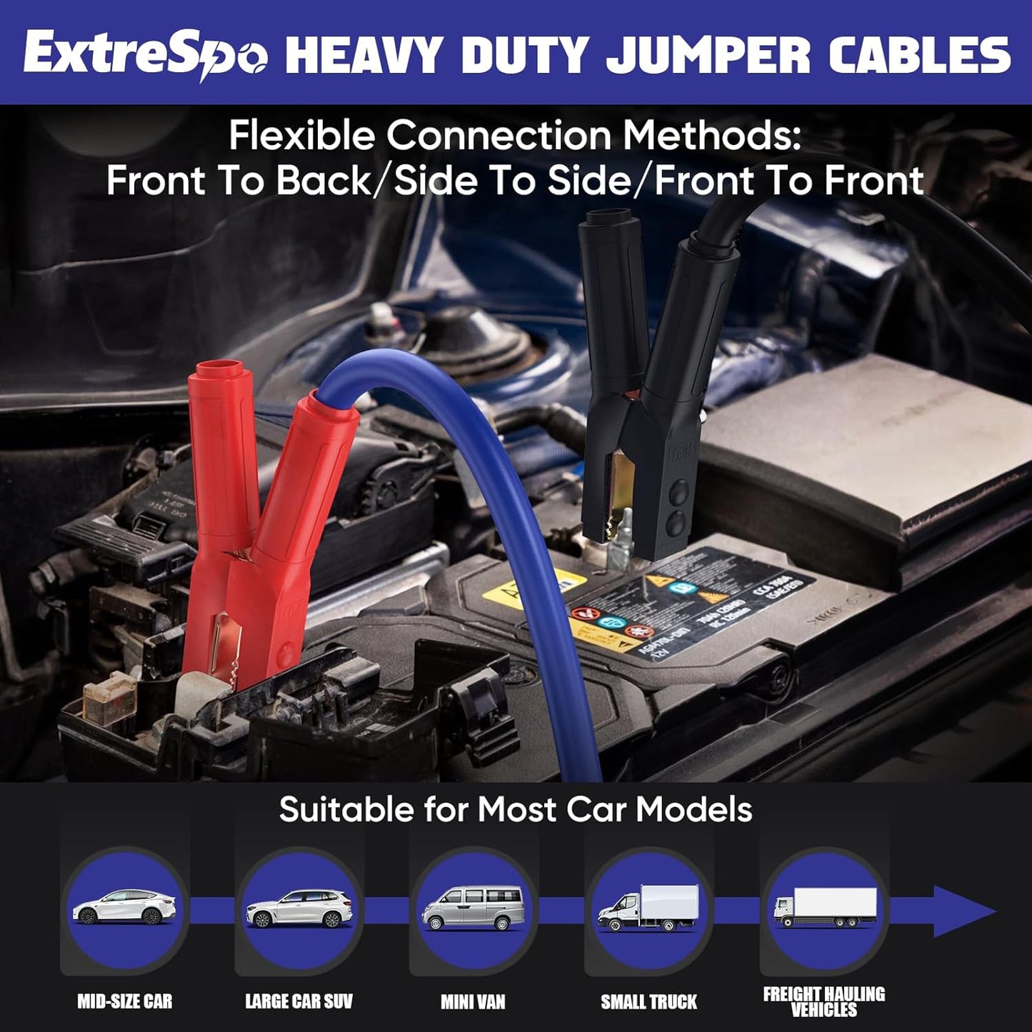 2/0 Gauge 30 FT Heavy Duty Jumper Cables, 1500Amp Quick Connect Booster Cables for 12V & 24V Cars, SUVs and Trucks, Kit with Carry Case, Gloves, Brushes