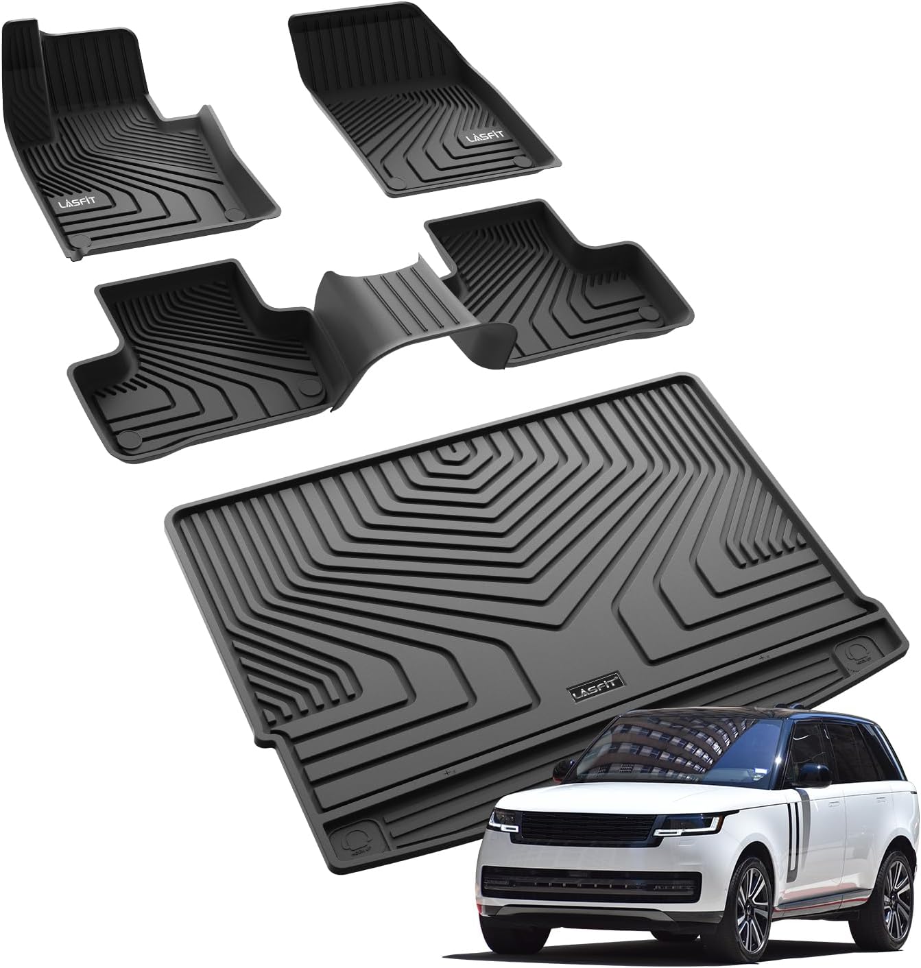 LASFIT Floor Mats & Cargo Mat for Volvo XC60 (2018-2026),XC60 All Weather Floor Liner TPE Custom Fit 1st & 2nd Row Car Mats and Floor Mats for XC60 Automotive Accessories(Not Fit PHEV (T8 Models))