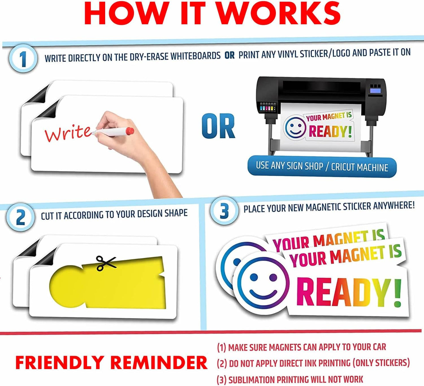 4 Pack Blank Car Door Magnet Sticker, Rounded Corners Magnetic Vehicle Sign, Perfect Magnet for Car to DIY Advertise Business and Cover Company Logo, Personalized Magnet Decal (24x12 inch)