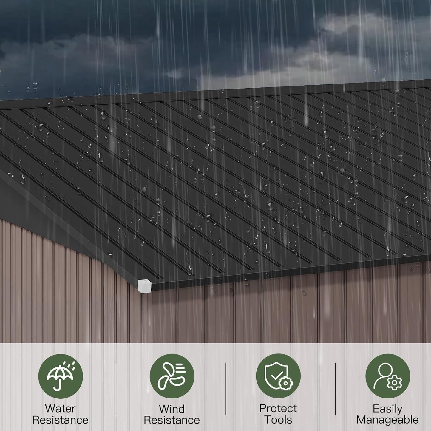 Aoxun 14x12 FT Shed Outdoor Storage Shed with Spacious and Tall Doors, Large Shed Steel Utility Tool Shed Storage House with Door & Lock, Metal Sheds with Sloped Roof for Garden Patio Poolside, Brown