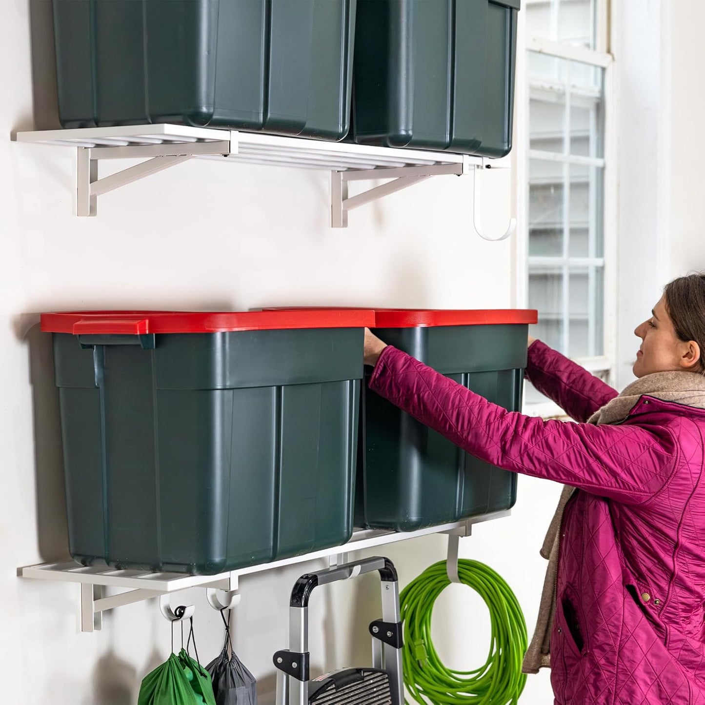 StoreYourBoard 2-Pack Heavy Duty Wall Shelves – Wall-Mounted Garage Storage Shelving and Organization for Sheds, Closets, or Utility Rooms – Holds 200 lbs, 1ft x 4ft, White