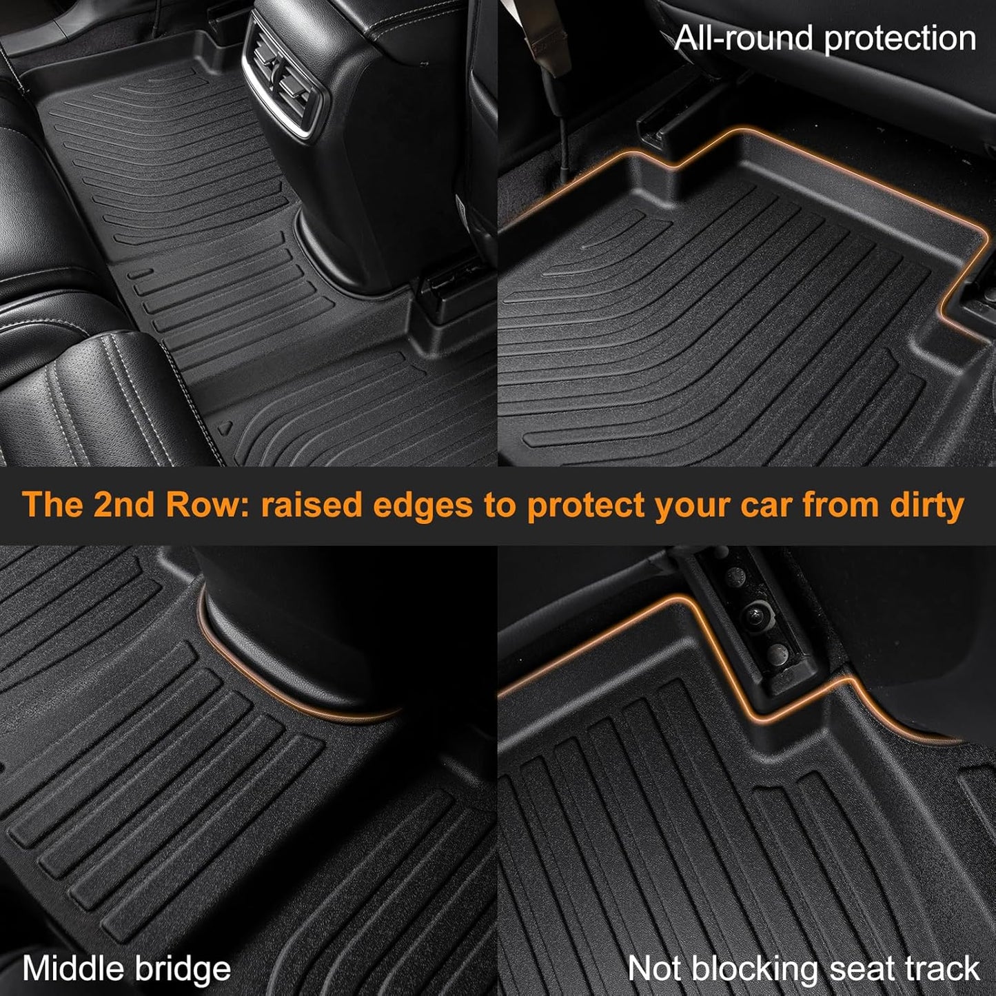 Binmotor-All Weather TPE Floor Mats for 2022-2024 2025 Ford Maverick(Not for Hybrid) & Bronco Sport 4-Door 2021-2024, Heavy Duty Protection Car Floor Liners, Full Set for Ford Maverick Accessories