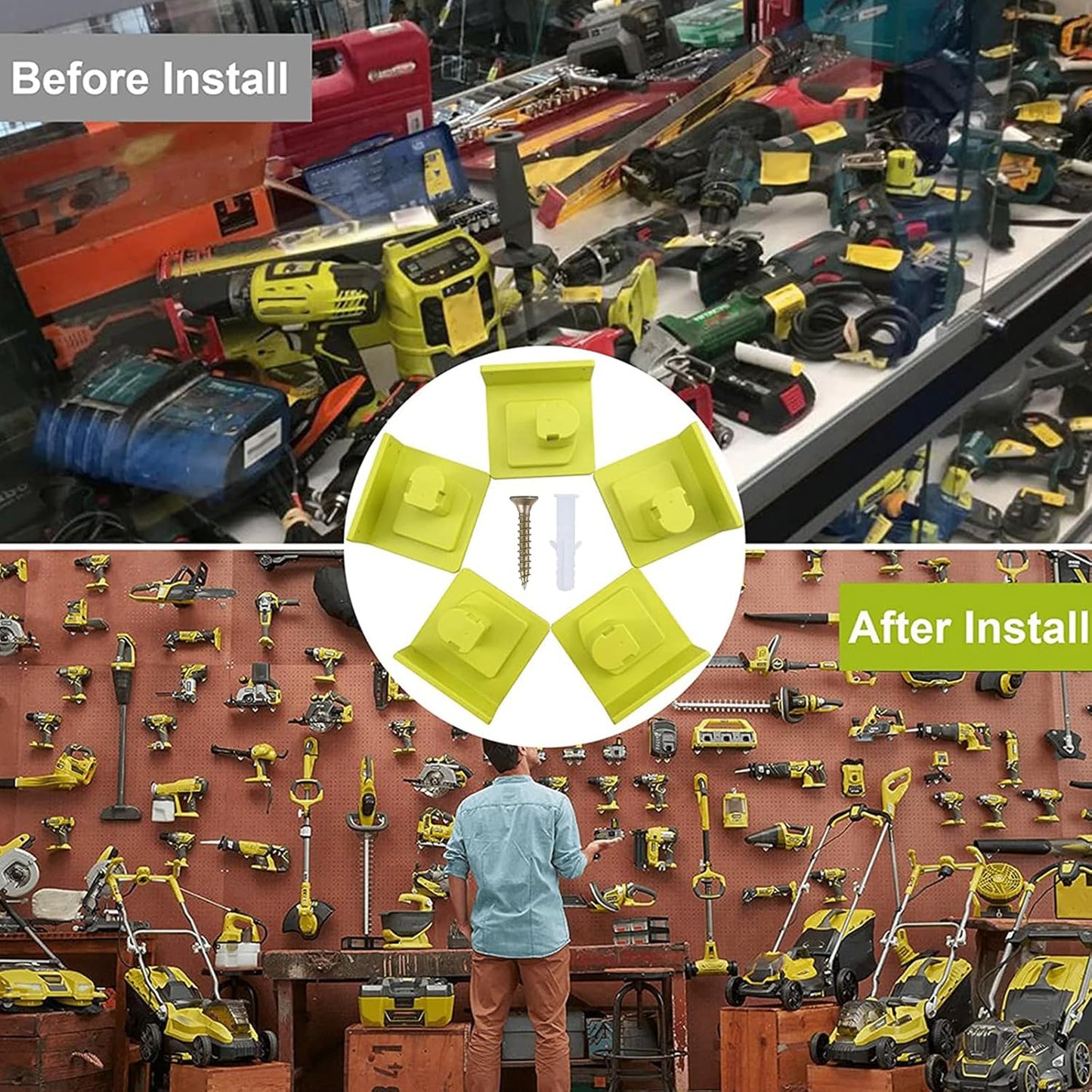 10 Pack Tool Holder Wall Mount Portable Compatible with Ryobi 18V Power Tool Holder Mount Hanger Storage Organizer with Screws Easy Installation for Workshop Garage