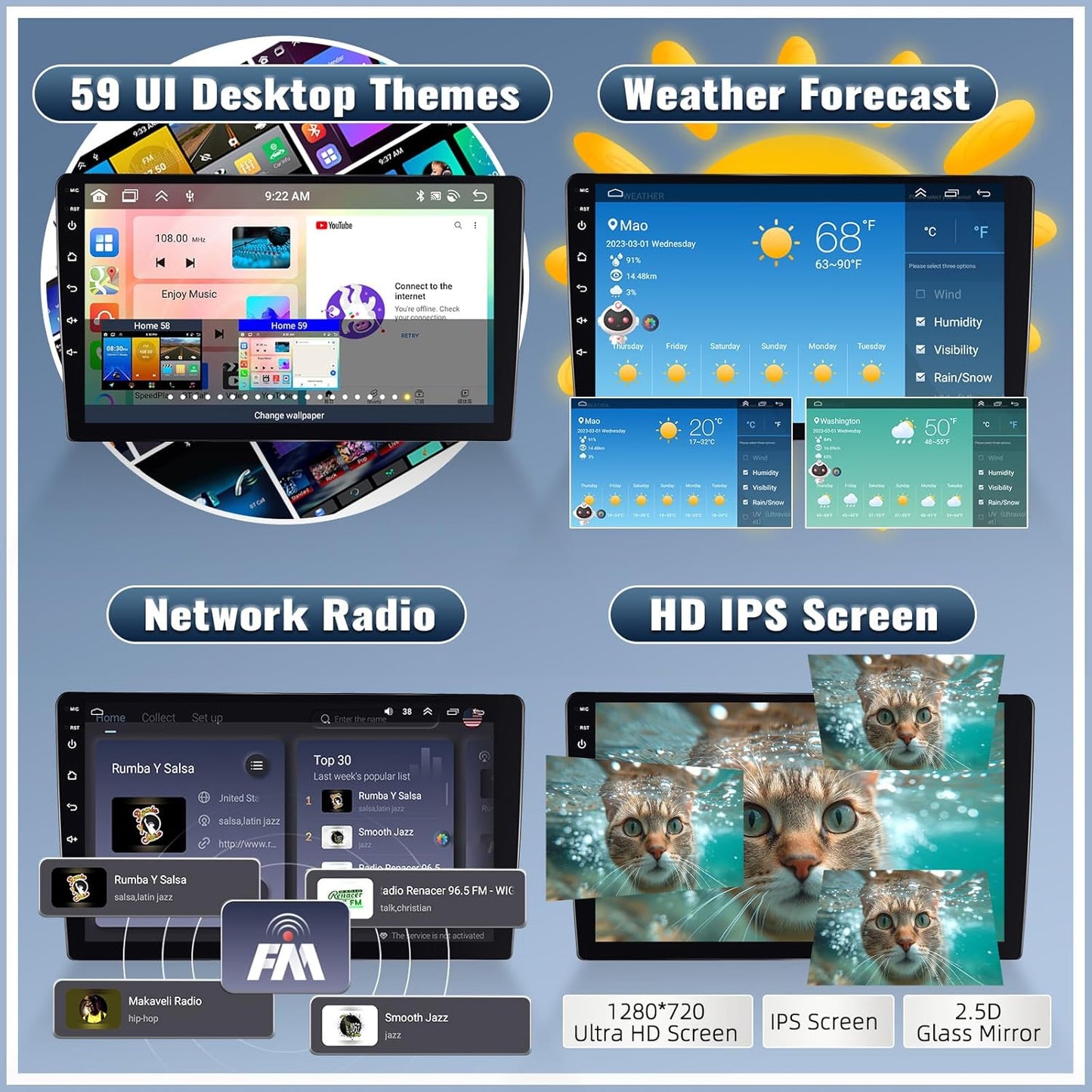 UNITOPSCI 4G+64G 8Core Android 13 Car Stereo for Hyundai Tucson 2015-2018 Wireless Apple CarPlay Android Auto 9” Touchscreen Bluetooth 5.0 GPS Navi DSP Mirror Link WiFi FM/RDS SWC+Backup Camera Mic