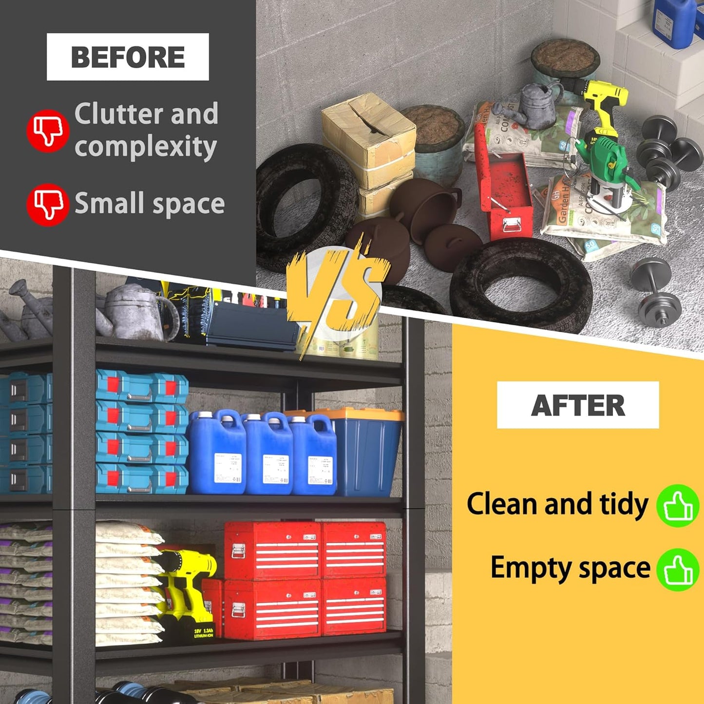 72" H x 48" W x 20" D 5-Tier Heavy Duty Garage Shelving Unit, 3000 LBS Capacity Metal Storage Rack,Adjustable Steel Shelves for Garage, Warehouse, Basement, Pantry, Workshop.1 Pack