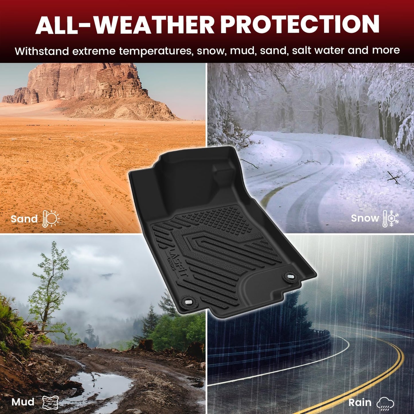 LASFIT Floor Mats & Trunk Mat for Honda CR-V CRV 2012-2016 EX & LX & SE & No Subwoofer, Custom Fit All Weather Protection TPE Floor Liner,1st & 2nd Row & Trunk Liner, Black (Not Fit EX-L & Touring)