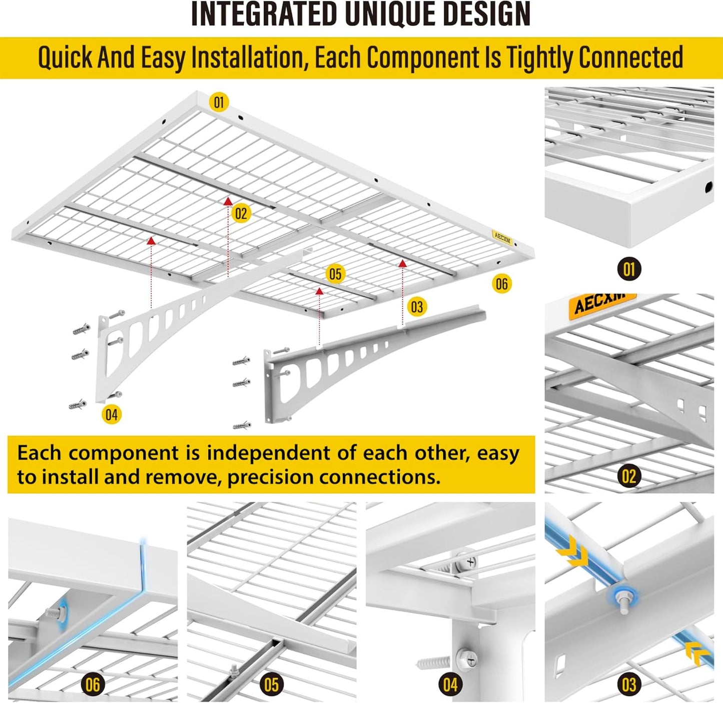 2x3ft 4Pack Wire Shelving Unit Heavy Duty Garage Storage Shelves Wall Mounted White 1120lbs Load Capacity(24-inch-by-36-inch)