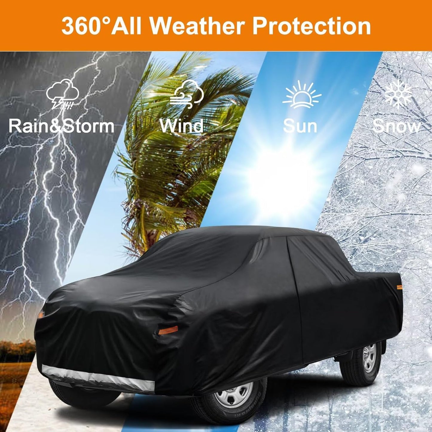 Kayme Truck Cover Custom Fit Chevy Silverado 1500(1998-2018) Regular Cab SB. Full Exterior Heavy Duty Outdoor Pickup Truck Car Cover Waterproof All Weather.Car Tarp for Wind Sun Dust Protection.