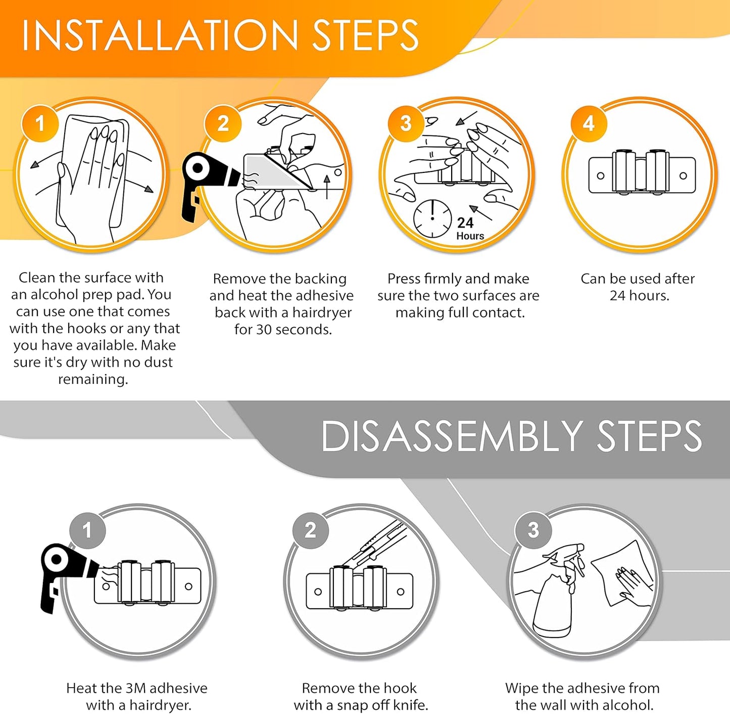 Self Adhesive Broom and Mop Holder Wall Mounted – SUS304 Stainless Steel 2-Slot Organizer with Anti-Slip Rubber Grips, 25lb Load, Adjustable for 0.6–1.4" Handles, Garage Kitchen Bathroom Use, 2 Pcs