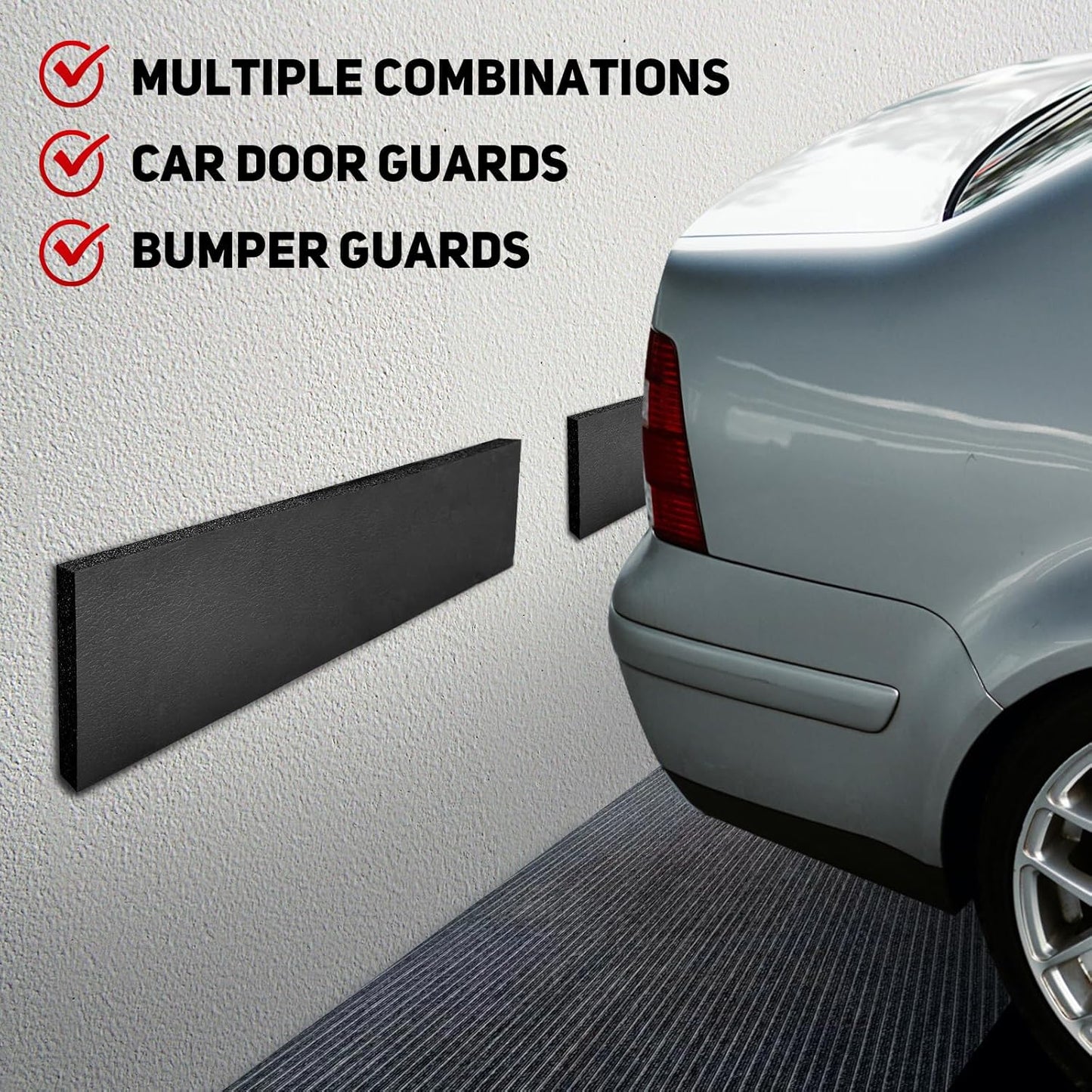 ROBLOCK 4 PCS Garage Wall Protector 17.5x4 inch, Self Adhesive Garage Wall Protector for Car Doors, Durable Foam Padding Wall Guard, Waterproof Car Door Protector, Easy Setup Wall Bumper Guards