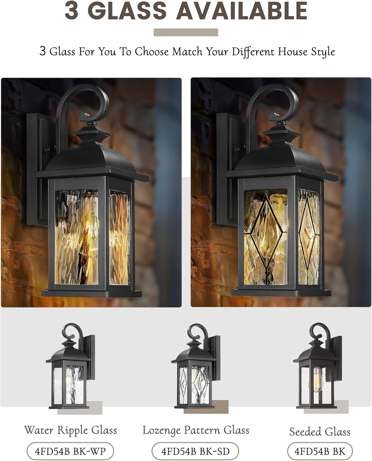 FEMILA 21" Outdoor Wall Light Fixture, 2 Pack Modern Outdoor Wall Sconce, Rust-Proof Waterproof Wall Light with Seeded Glass, Ideal for Porch, Patio, Entryway, Garage, 4FD54B2-2PK BK
