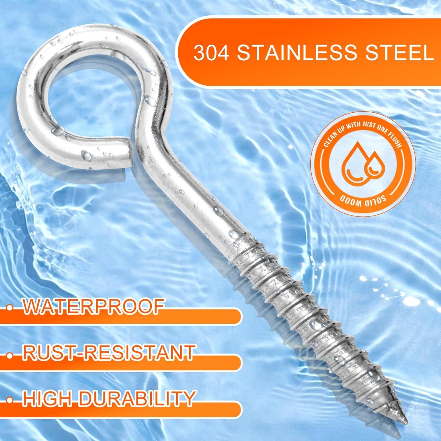 2Pcs Self Tapping Eyelet Screw Eye Bolt,6 Inch Heavy Duty Screw Eyes Hooks ,M10 Wooden Large Screw Eye Hook,Load Capacity 800 Lbs for Hammock ,Yoga,Heavy Indoor Outdoor Uses (2, M10-6 INCH)