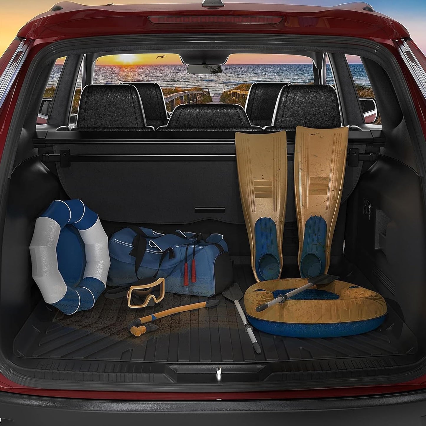 OEDRO Floor Mats Fit for 2017-2022 Honda CR-V (NOT for Hybrid), TPE All-Weather Custom Fit for Front, Rear & Cargo Mat in Lower Position, Honda CRV Mats Accessories, Black