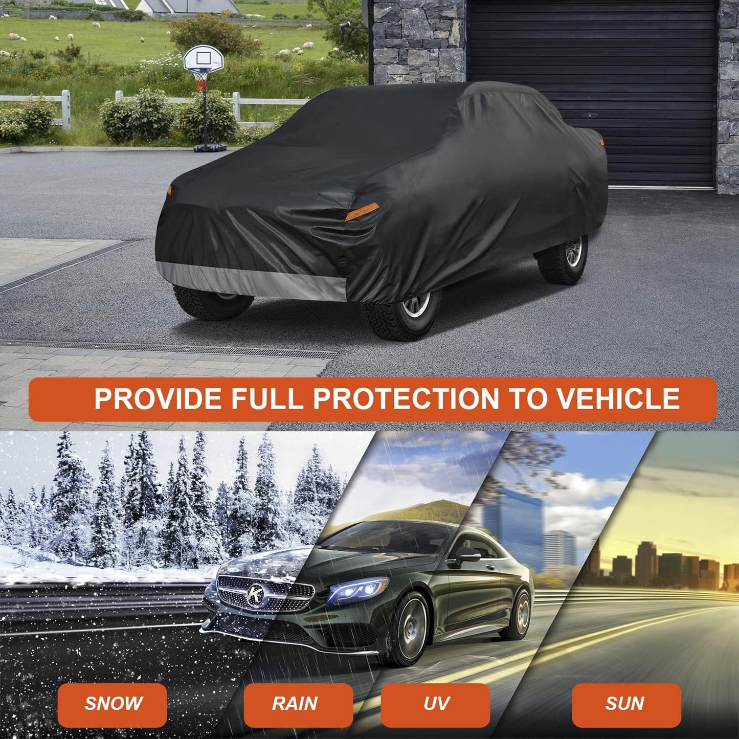 Kayme 7 Layers Truck Cover Fit Toyota Tacoma (2016-2025) Access Cab/Double Cab, Waterproof All Weather, Heavy Duty Outdoor Pickup Truck Cover Sun UV Rain Protection.