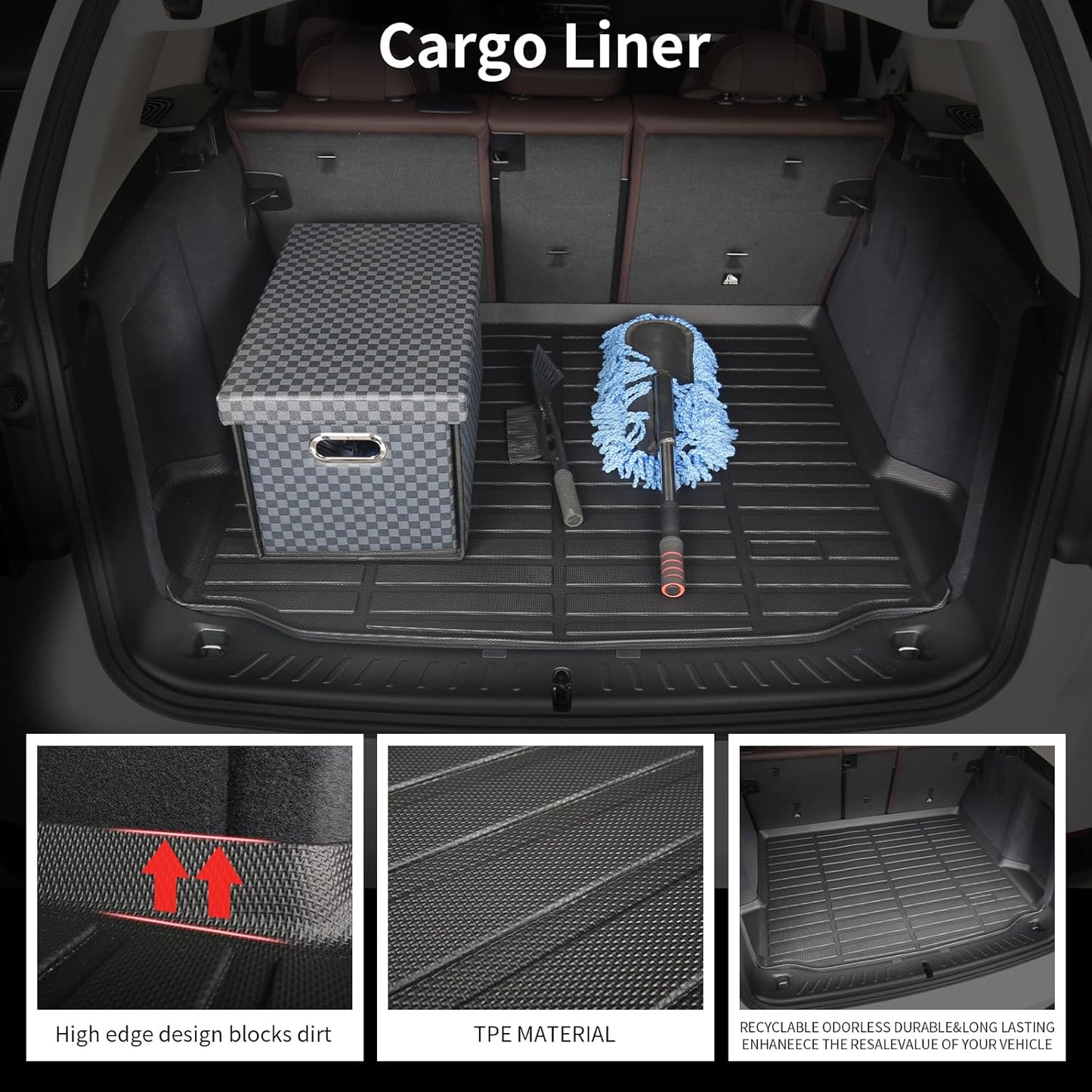 Wayhigh-All Weather Floor Mats & Cargo Liner Set for 2018-2024 GMC Terrain/Chevy Equinox(Not for Equinox EV),Custom Fit TPE Heavy Duty Car Mats Equinox Accessories