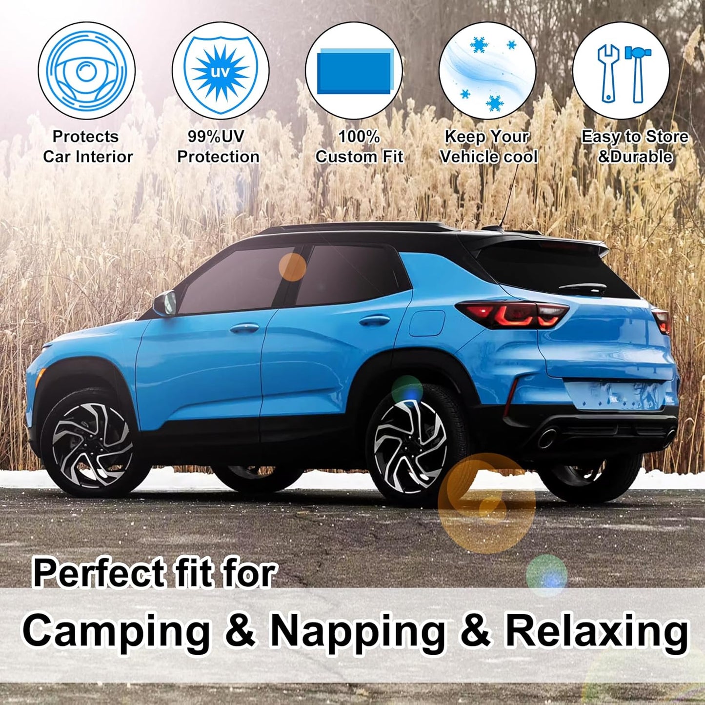 TINGLU Window Shades for Chevrolet Trailblazer 2021-2024 2025 Accessories Car Side Full Windows Rear Windshield Sun Shade Sun UV Rays & Privacy Protection for Camping,Napping 6PCS