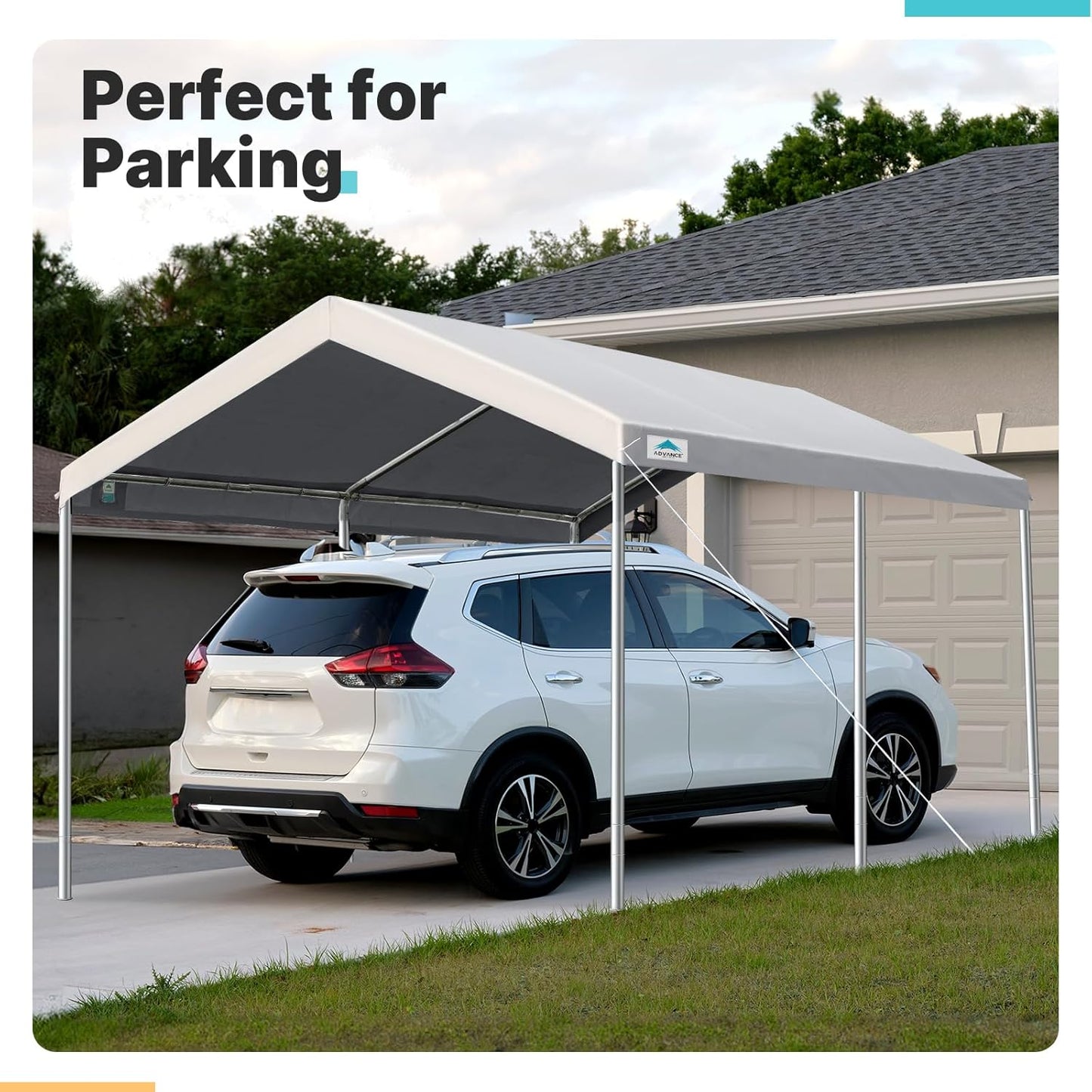 ADVANCE OUTDOOR Adjustable 10x15 ft Heavy Duty Carport Car Canopy Garage Boat Shelter Party Tent, Adjustable Height from 9.5 ft to 11 ft, Gray