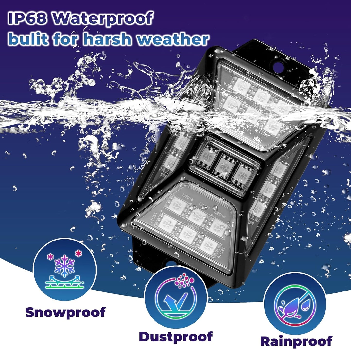 4 Pods 84 LEDs 5 Sides RGB Rock Lights, App/Remote Control Rock Lights for Trucks, Waterproof Multi-Color Bright Underglow Kits with Music Mode, Compatible with 12V-24V Jeep UTV SUV ATV Golf RZR