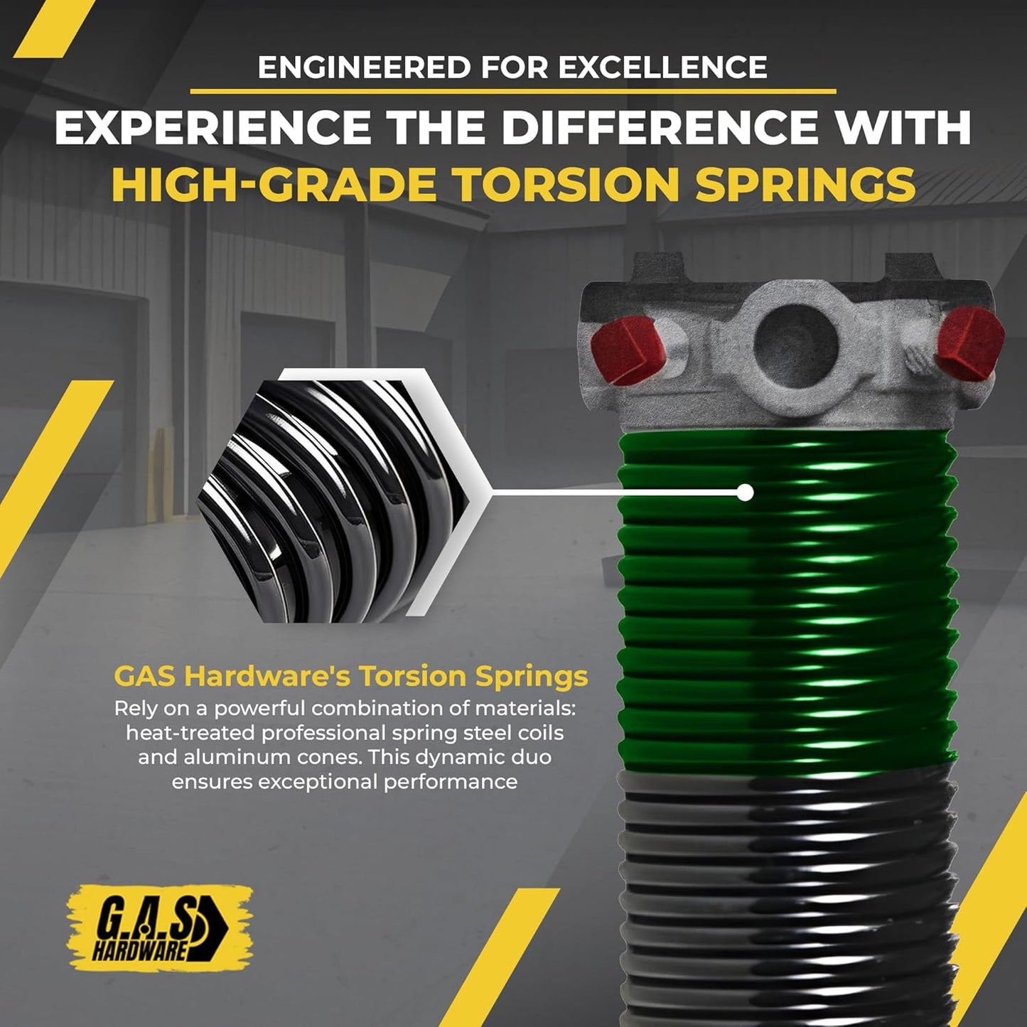 Garage Door Torsion Spring 243x2x28 Torsion Springs for Left Side of Garage Door with 1" Steel Bearing, Gloves, and Winding Bars Precision E-Coating 5-Year Warranty Minimum 30,000 Cycles (Red Cone)