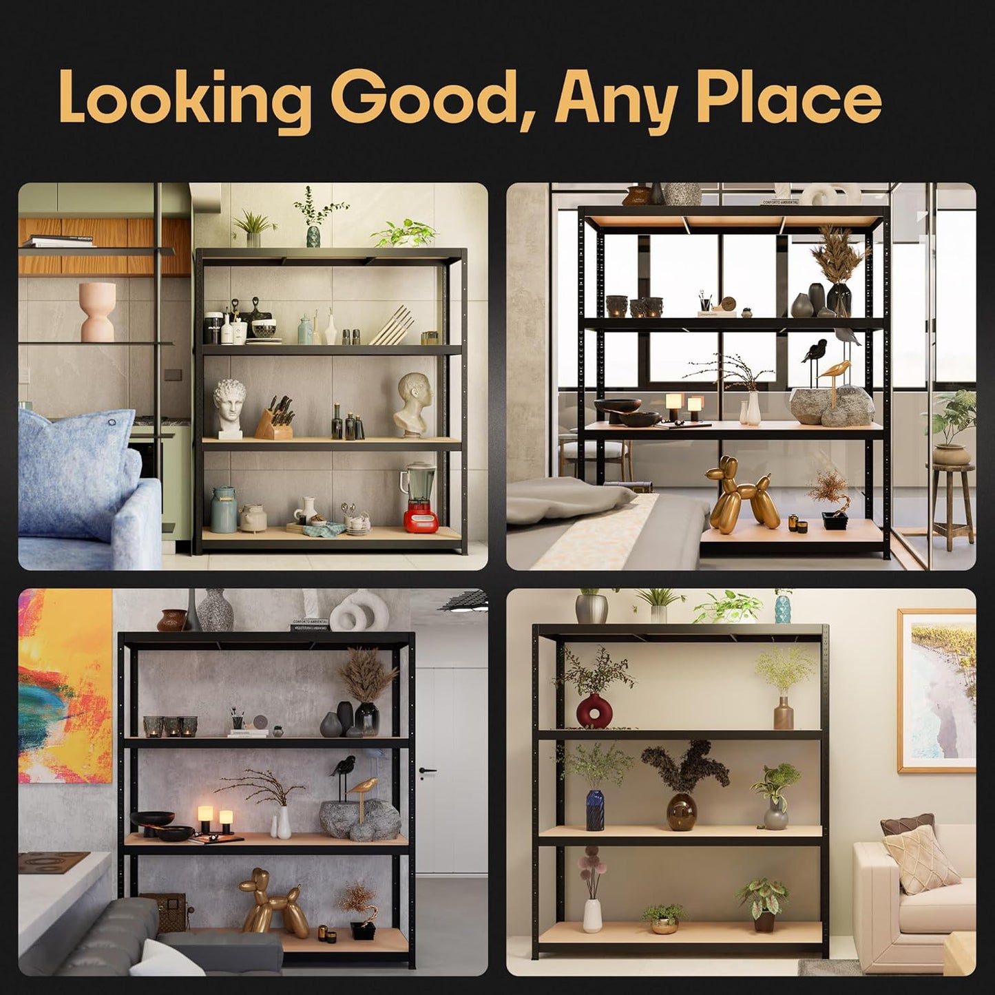 Storage Shelves: 5 Storage Shelves Heavy Duty w/ 2,200 lb Total Load Capacity, 550 per Storage Shelf 71x63x24 | Perfect Solution for Your Storage Needs | Adjustable Shelving Unit