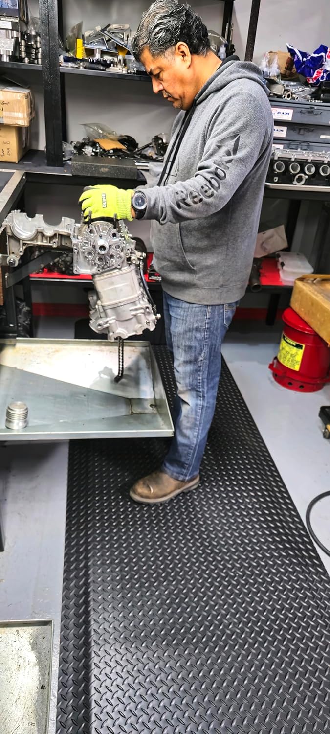 Rhino Mats, American Classic Diamond Anti-Fatigue Mats, Industrial Ergonomic Comfort Standing Mat for Work, Home, Garage, Office, Kitchen or Anywhere (Black 1" Thick, 2 FT. x 20 FT.)