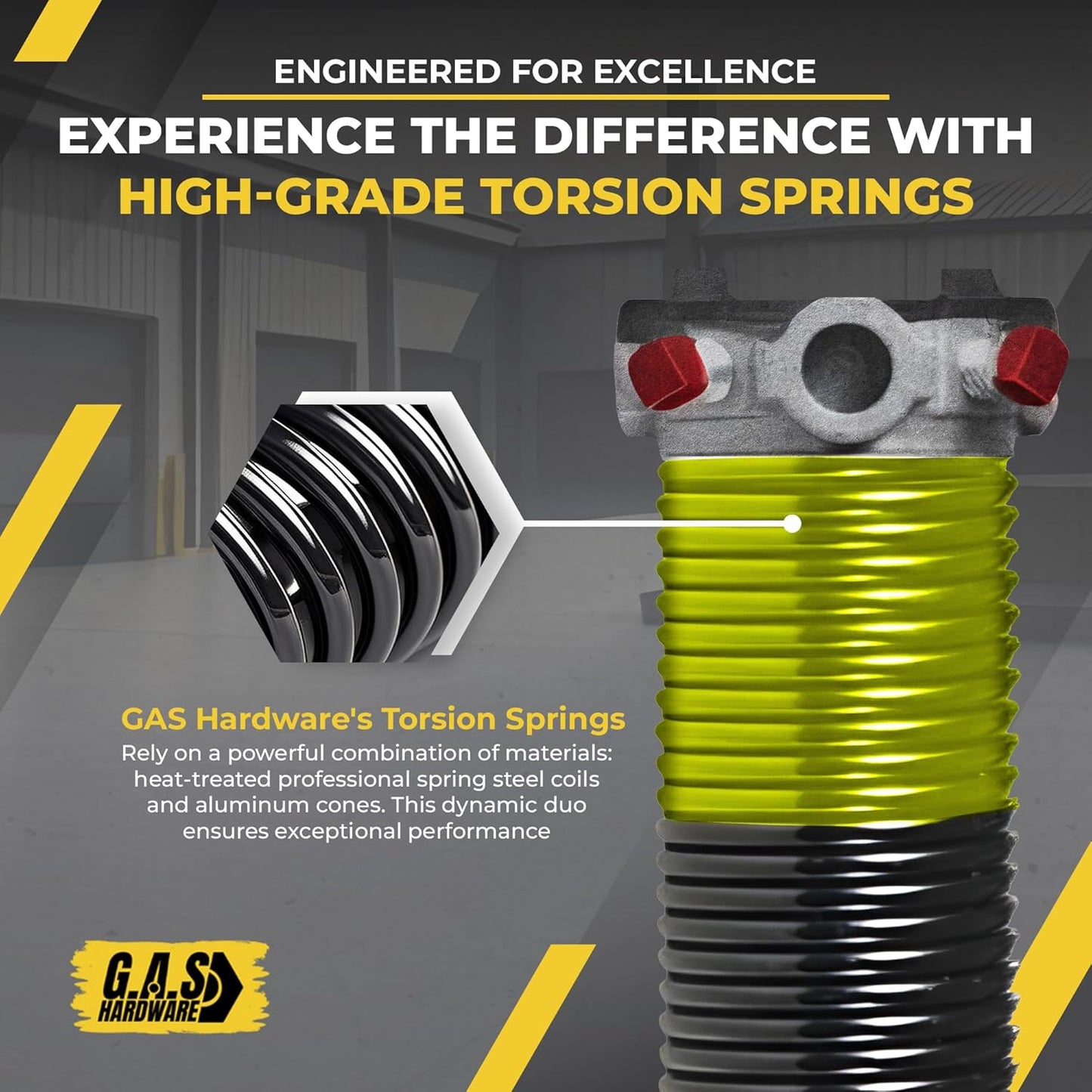 Garage Door Torsion Spring 207x1.75x30 Includes 1” Steel Bearing, Non-Slip Gloves, and Winding Bars for Left and Right Side of Garage Door Precision E-Coating 5-Year Warranty Min. 30,000 Cycles (Pair)