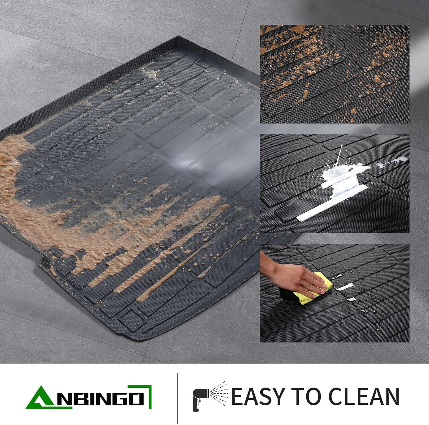 ANBINGO®-Floor Mats & Cargo Liner for Genesis GV80 2021-2026 5 Seats (Not Fit Coupe) All Weather Protection TPE Heavy Duty Non-Slip Automotive 2026 GV80 Floor Liners Accessories, Black