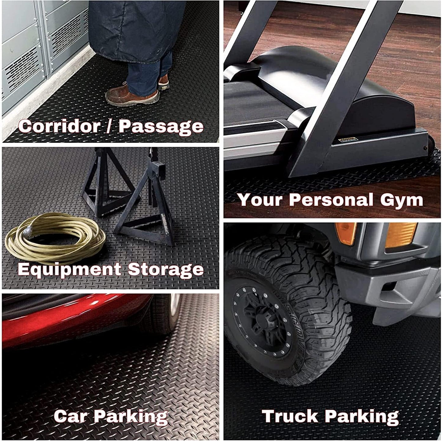 SEAL 6 x 20 Ft Premium Garage Floor Mat, Solid 2.8mm Thickened Black Commercial Grade Heavy Duty Parking Mat for Garage Floor, Golf Cart, Water/Stain Resistant Floor Runner (Embossed Diamond Plate)