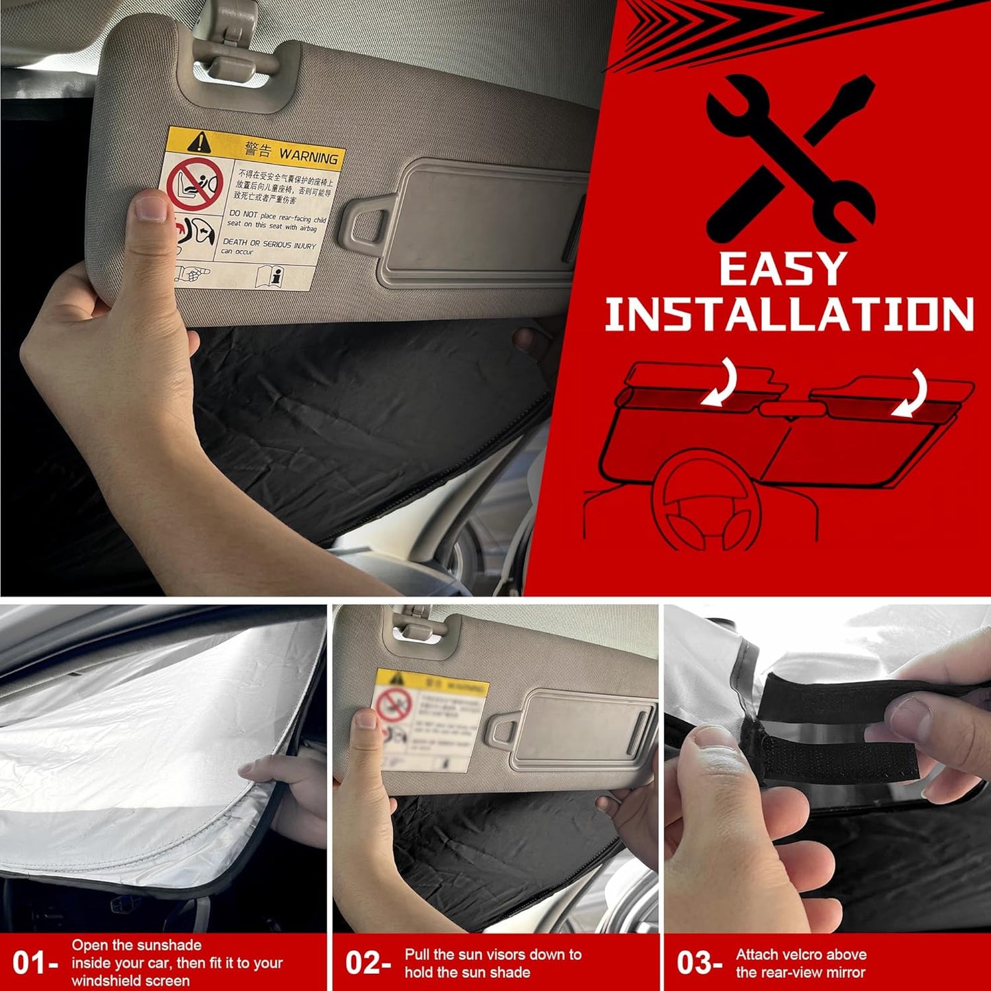 Windshield Sun Shade for 2018-2022 Kia Sportage Foldable Sun Sunshade for Car Front Window Blocks UV Rays and Heat Automotive Interior Protector Custom Fit Accessories