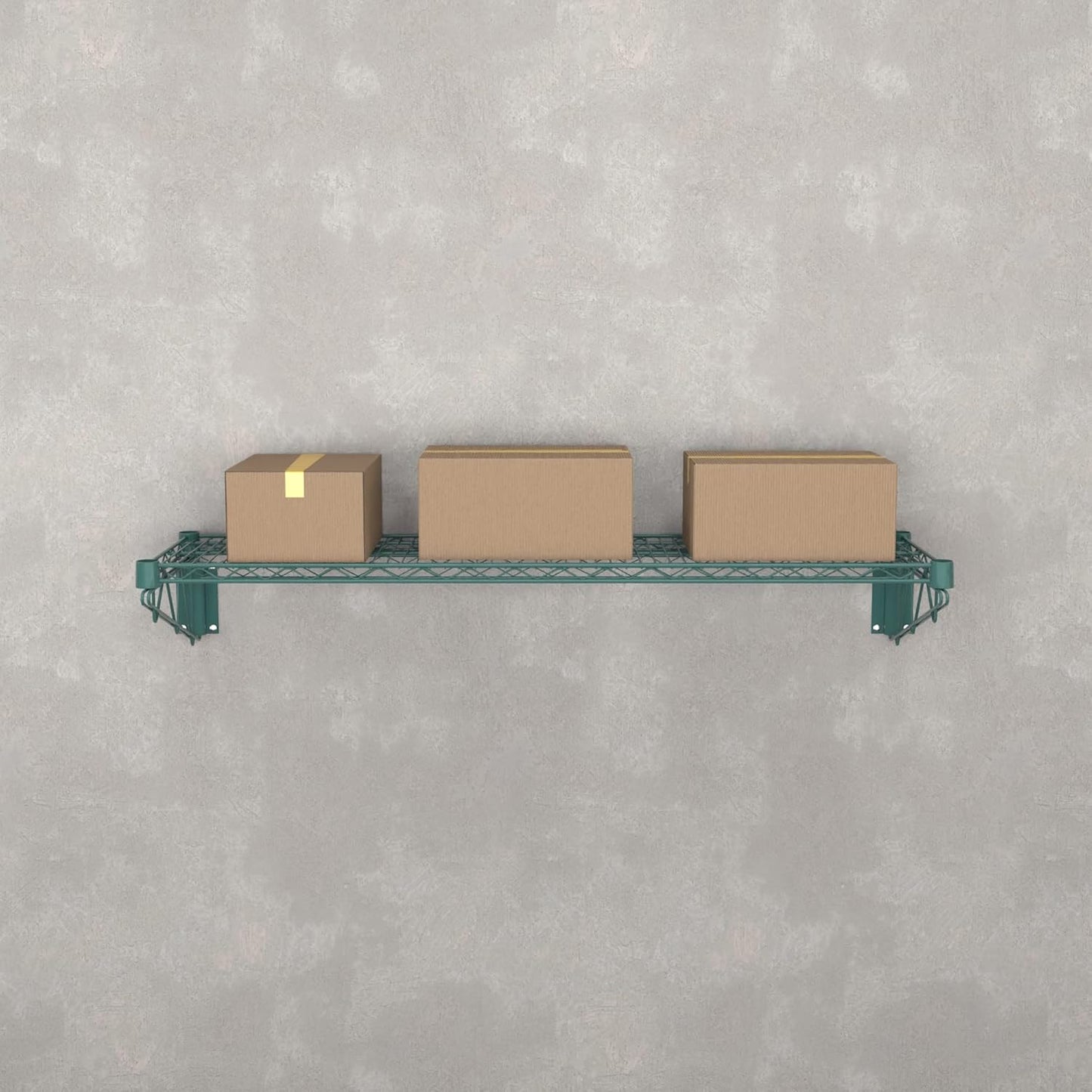 14" x 48" Green Epoxy Wire Wall Mount Shelf