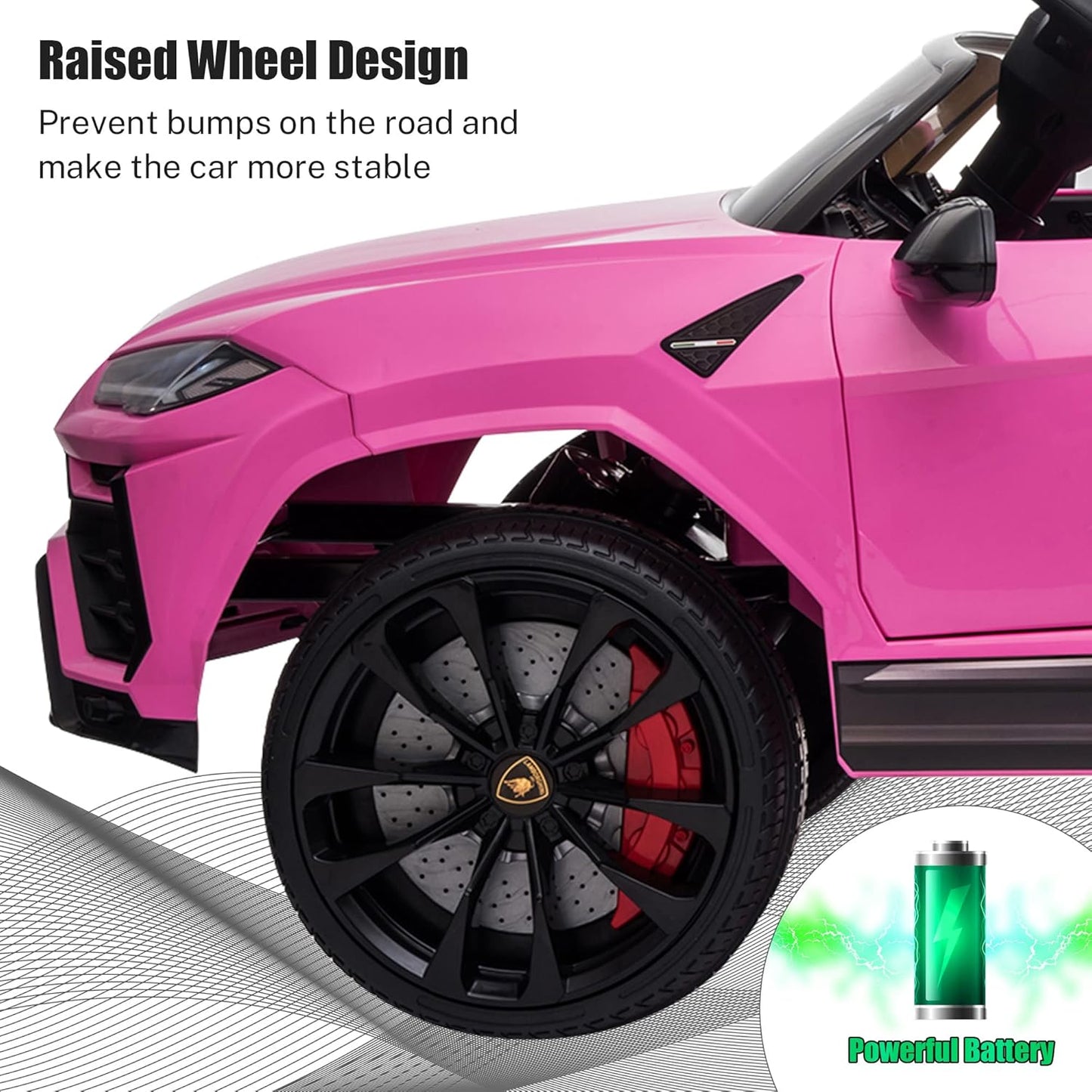 Kids Electric Ride On Car for Kid, 12V Licenced Lamborghini Kids Electric Vehicles with Remote Control, AUX, Spring Suspension, Music, LED Lights, USB Port, Foot Pedal (Pink)