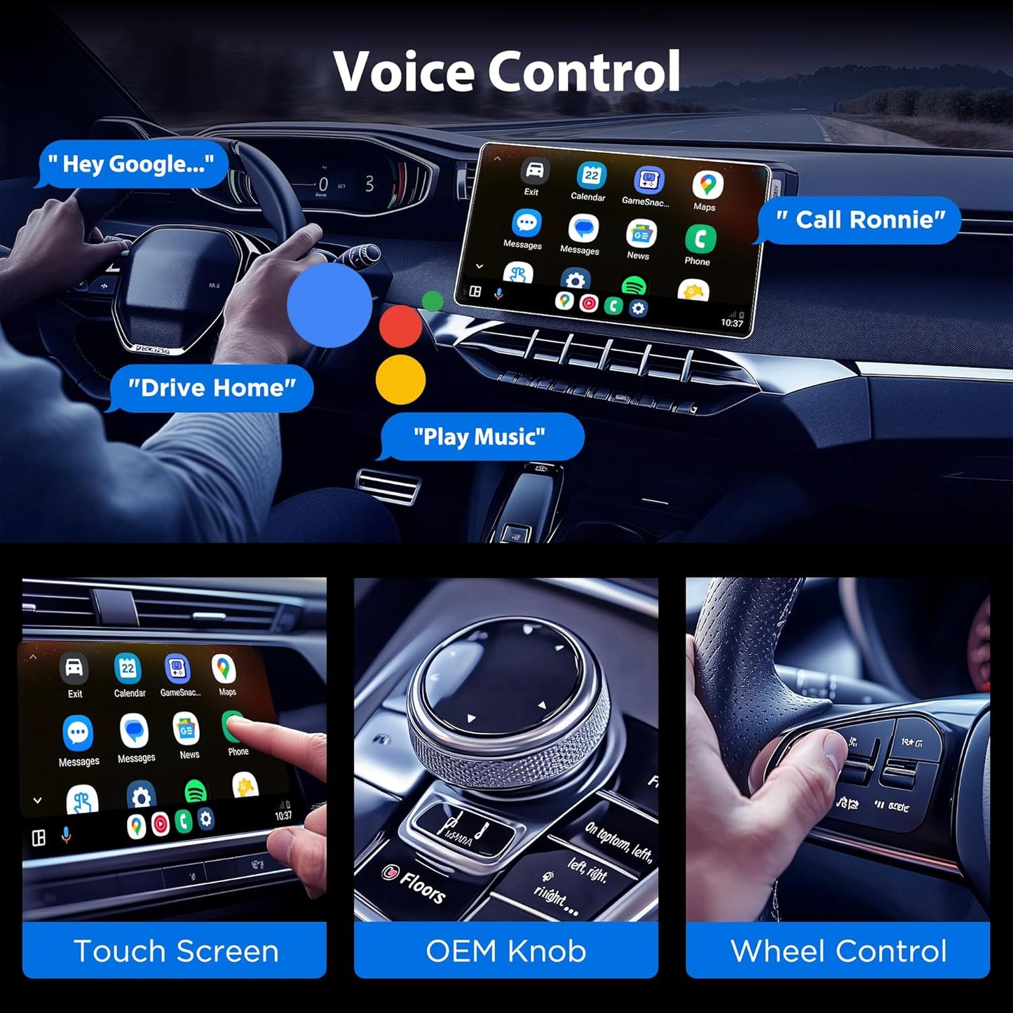 Android Auto Wireless Adapter, Convert Factory Wired to Wireless, Easy Plug and Play Setup, Zero Delay, Supports Voice Assistant, Compatible with Android 11+