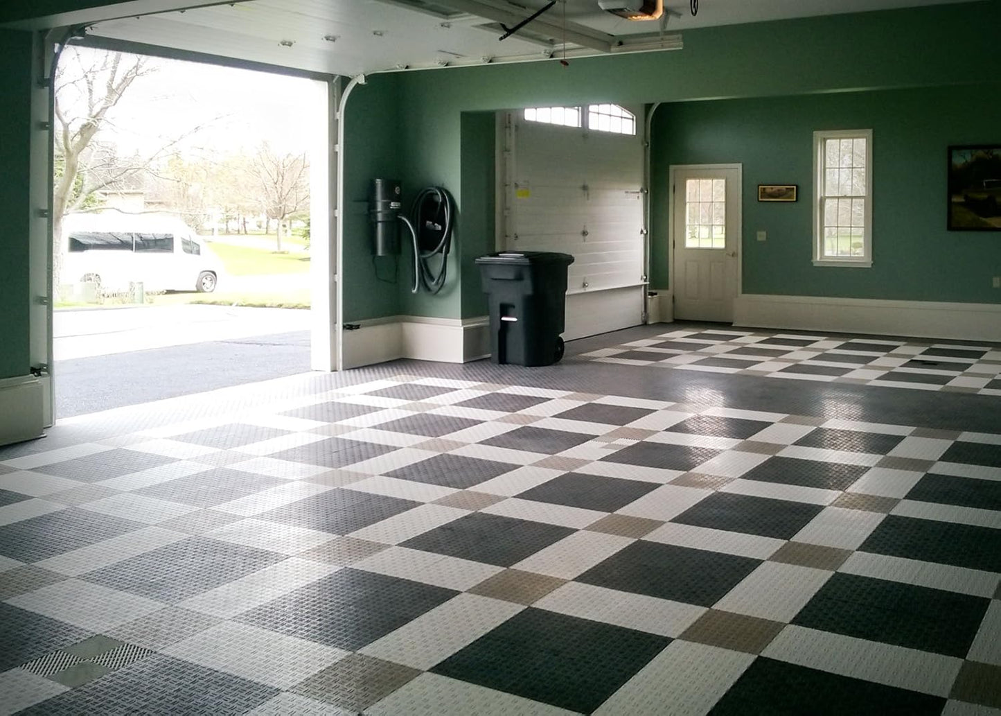 GarageTrac Diamond, Durable Interlocking Modular Garage Flooring Tile (12 Pack), White